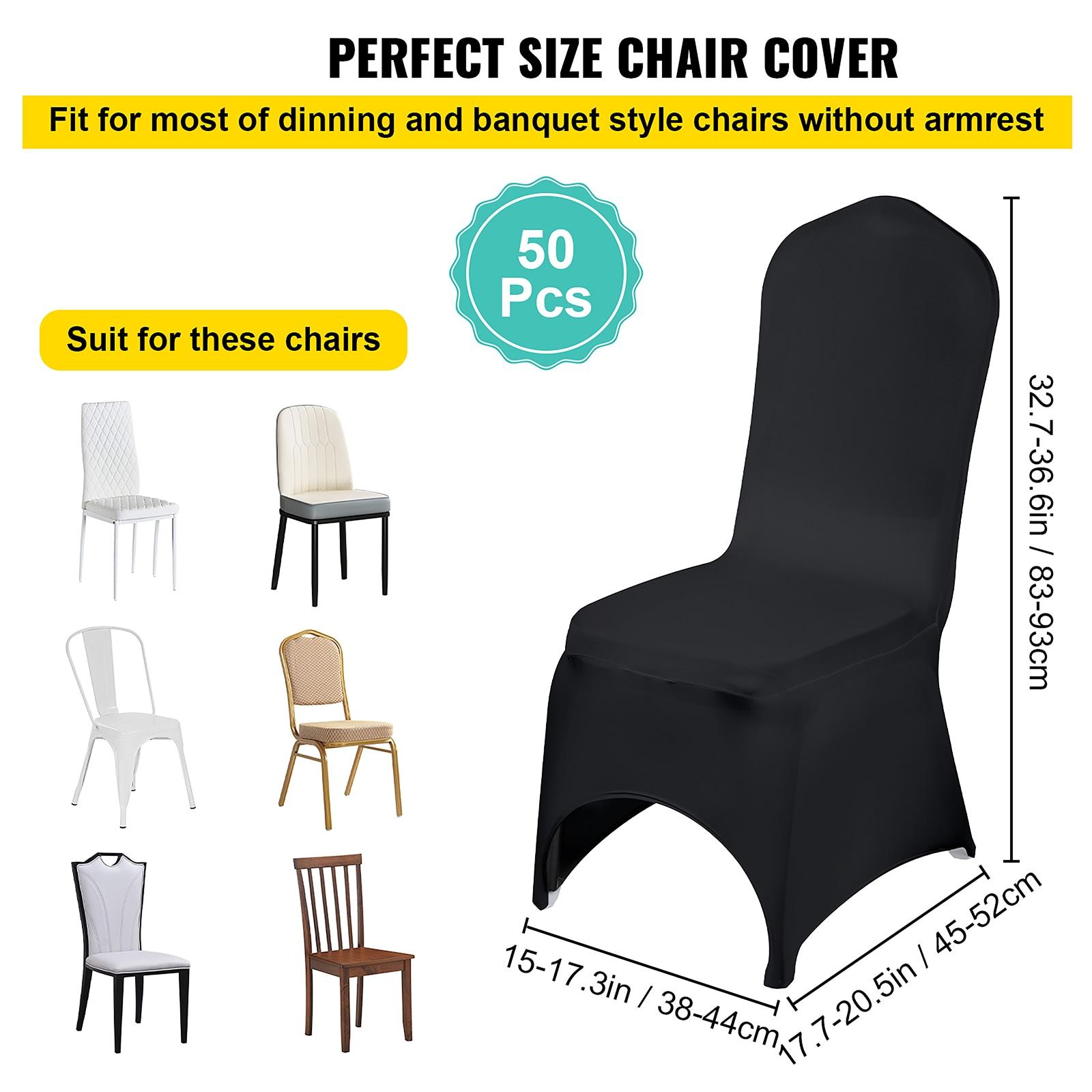 VEVOR Black Stretch Spandex Chair Covers, Set of 50 - Universal Fitted Slipcovers for Folding Chairs - Removable and Washable - Ideal for Weddings, Banquets, Parties, and Celebrations