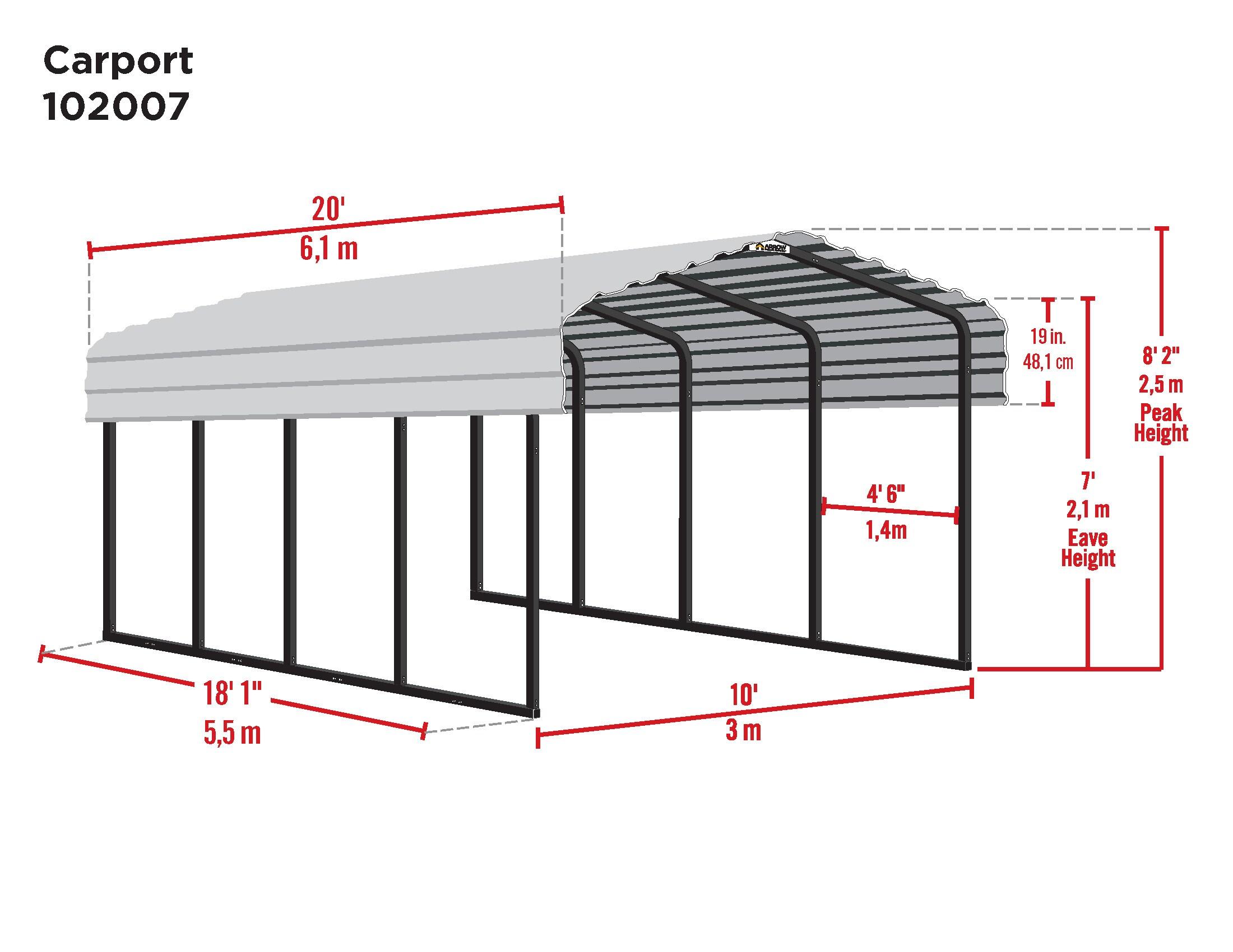 Arrow Arrow Galvanized Steel Carport