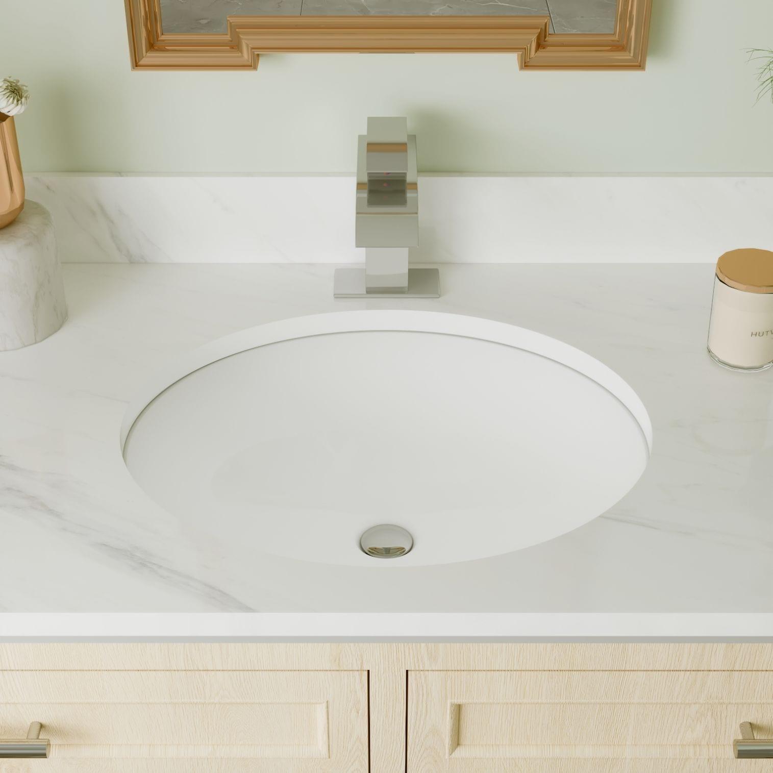 DeerValley Liberty 16.54" L x 13.39" W x 7.48" H Oval Vitreous China Undermount Bathroom Sink with Overflow