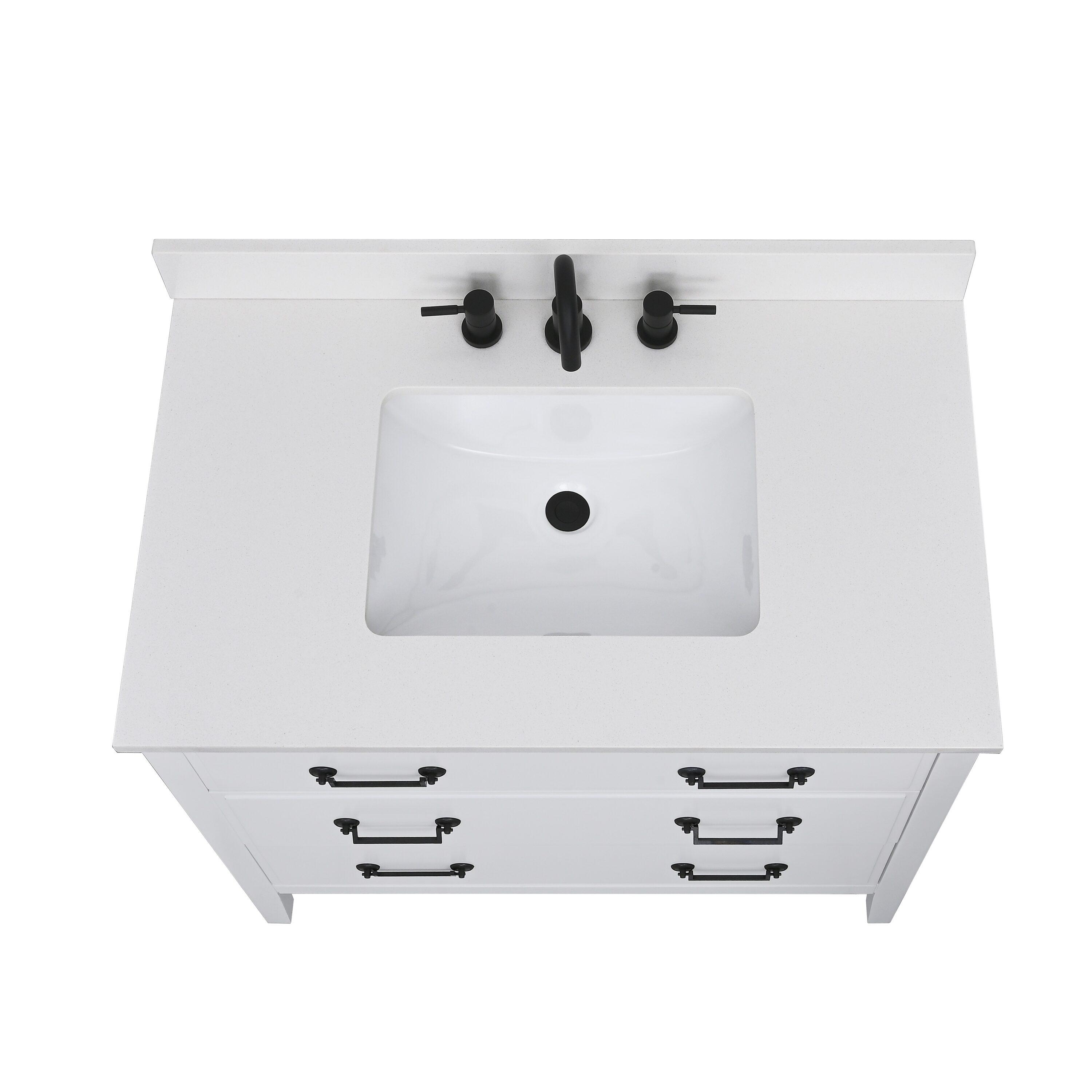 37'' Quartz Single Bathroom Vanity Top with Sink