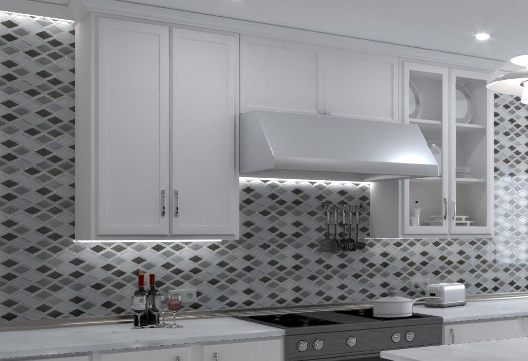 Geom Aluminum Metal Diamond Mosaic Kitchen Backsplash, Bathroom, Shower, Wall and Floor Tile