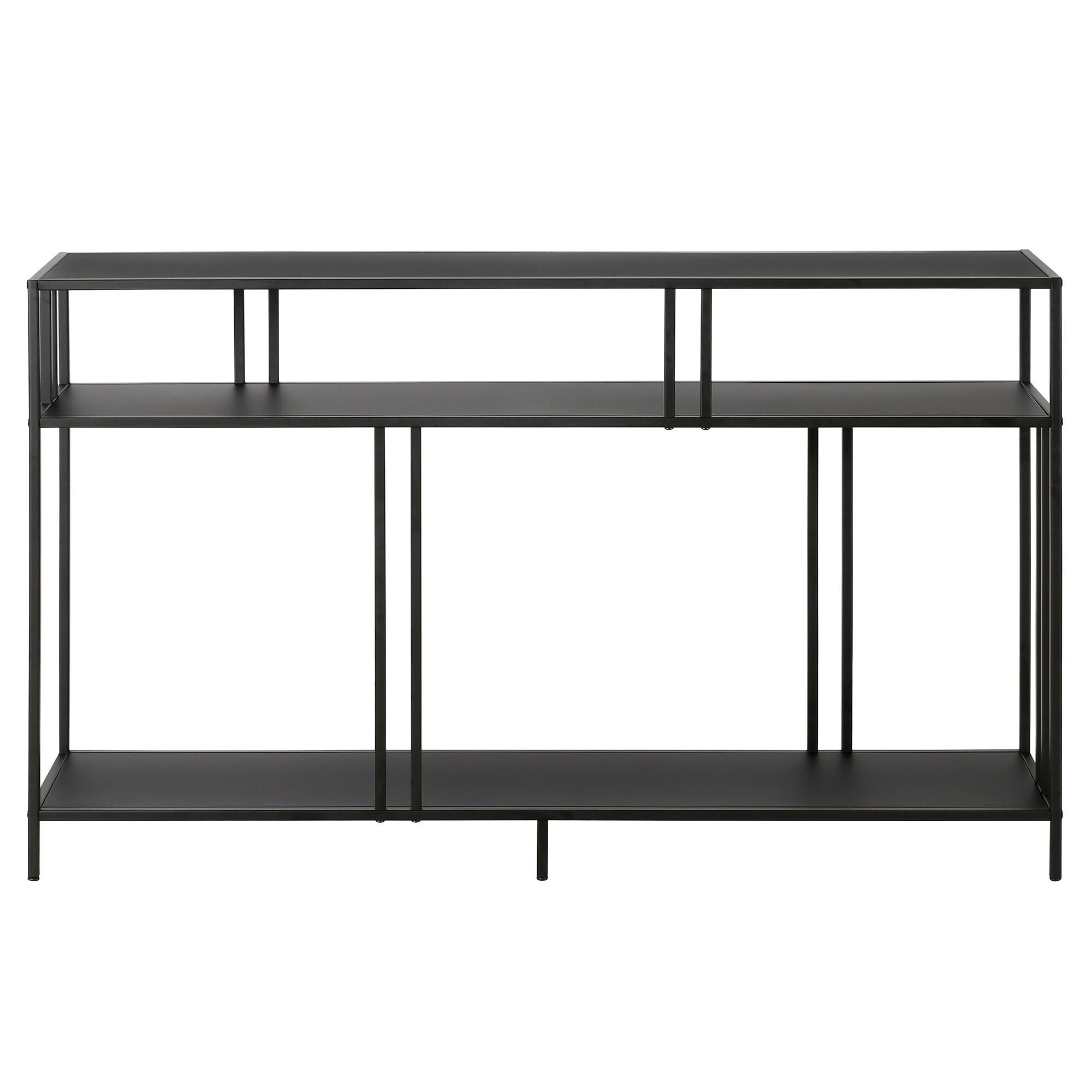 Evelyn&Zoe Cortland 48" Wide Rectangular Console Table with Metal Shelves, Blackened Bronze