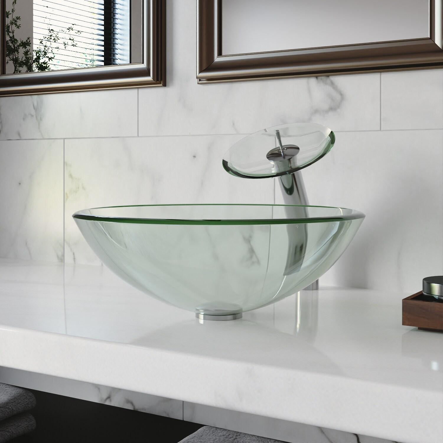 DeerValley Symmetry 16.5'' Circular Glass Vessel Bathroom Sink