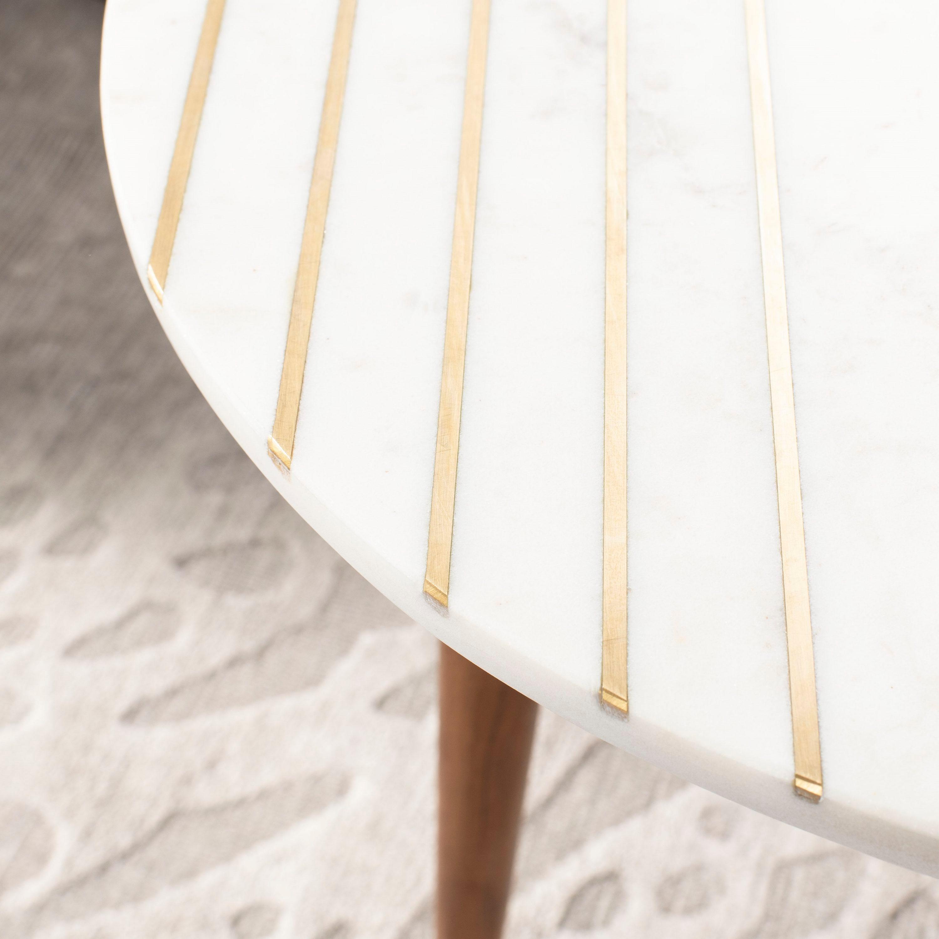 Valerie Marble Accent Table - White Marble/Brass - Safavieh.