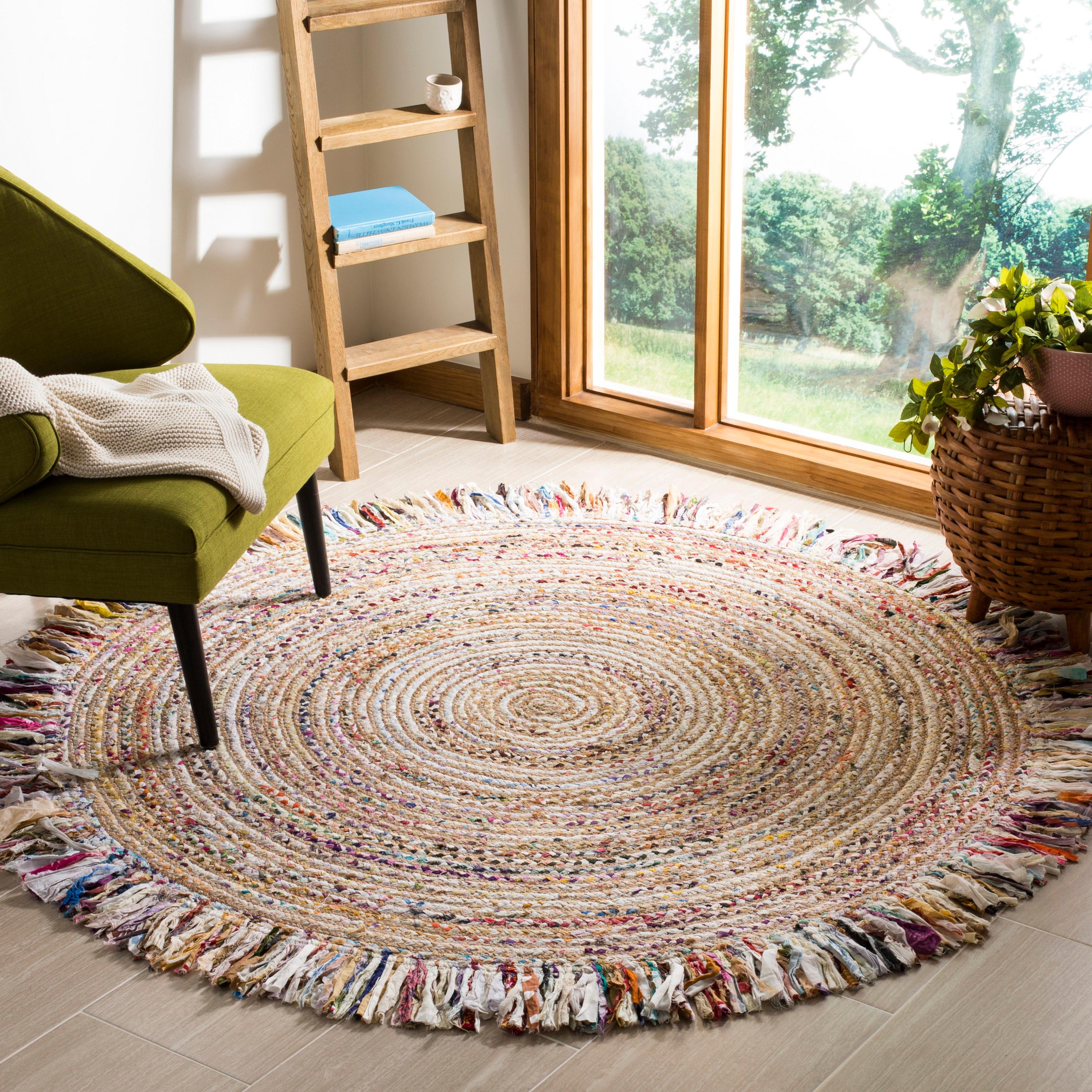 Cape Cod CAP206 Hand Woven Area Rug - Ivory/Light Beige - 4' Round - Safavieh.