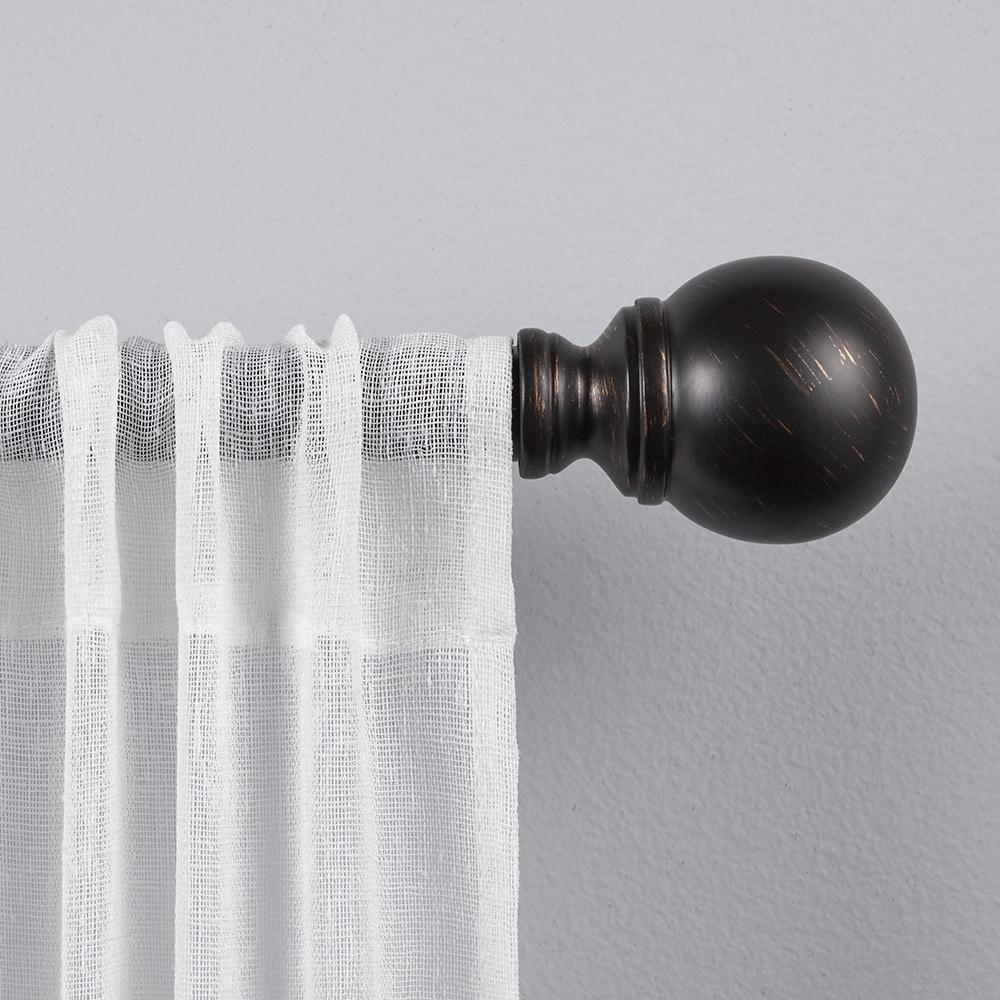 120"x66" Adjustable Sphere Curtain Rod & Finial Set Matte Bronze: 120 Inch, Iron, Single Rod, Exclusive Home