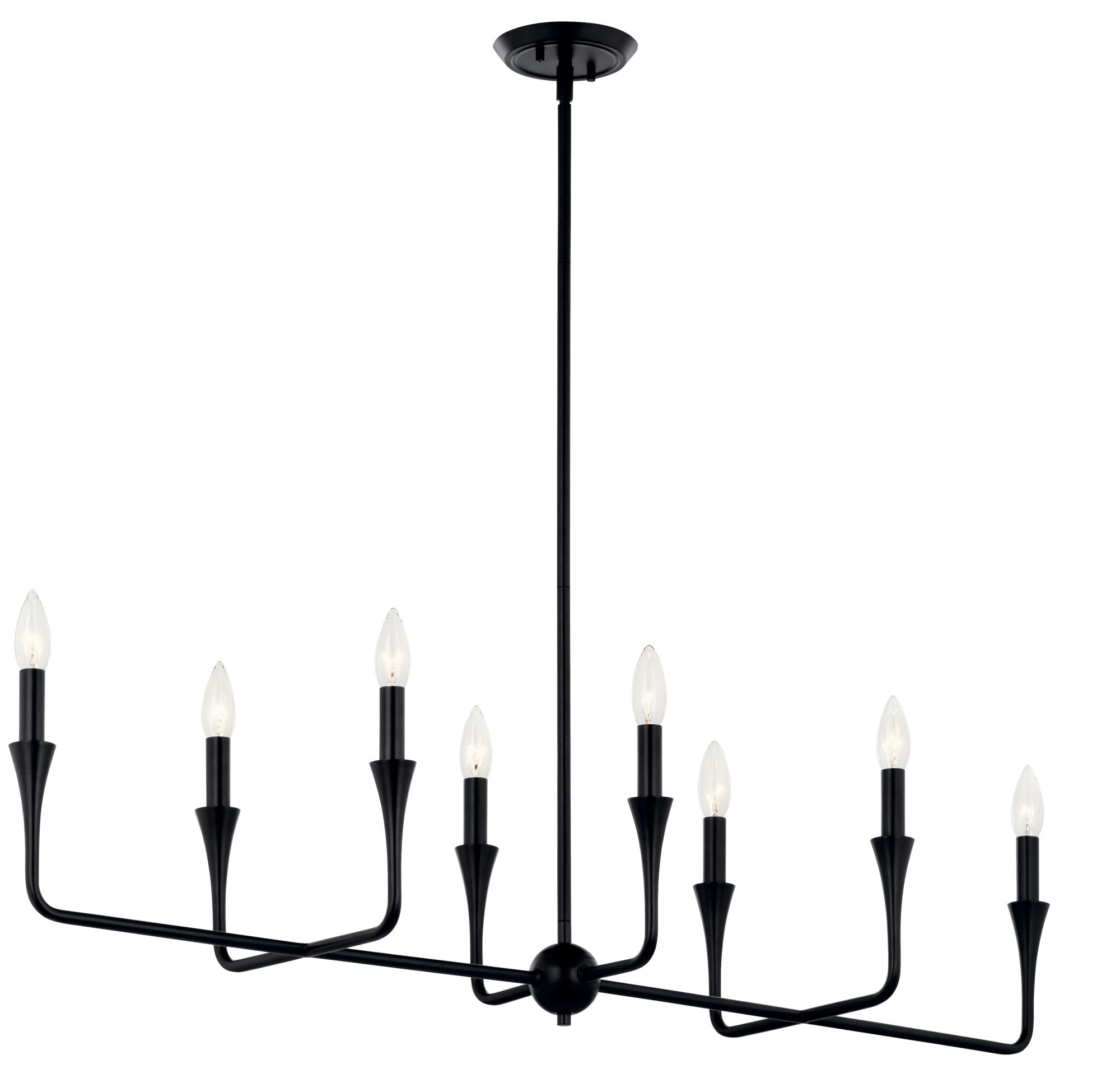 KICHLER Alvaro 8-Light Linear Chandelier, Soft Modern Light in Black, for Dining Room or Kitchen (24.25" x 11.5" x 45.5"), 52693BK