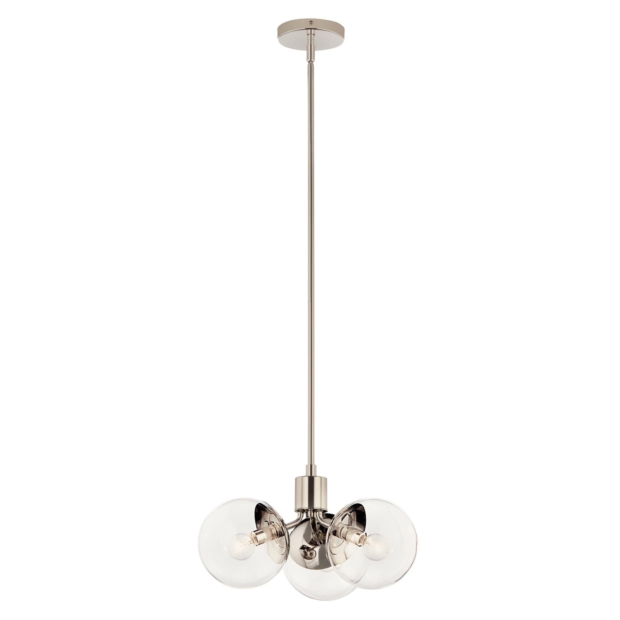 Polished Nickel 3-Light Sputnik Pendant with Clear Glass Shades