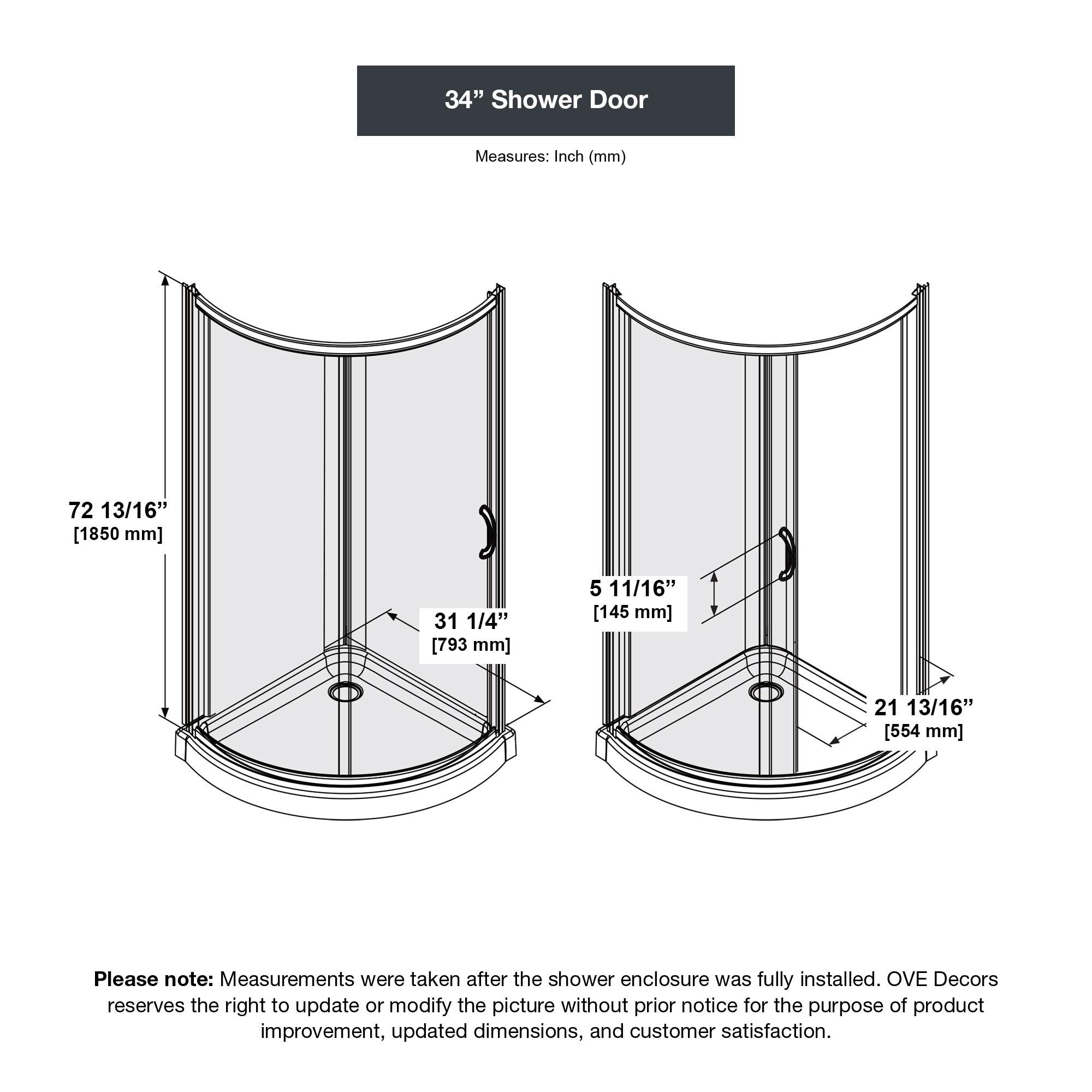 OVE Decors Breeze 35 in. Round Shower Kit w/ Frosted, Base
