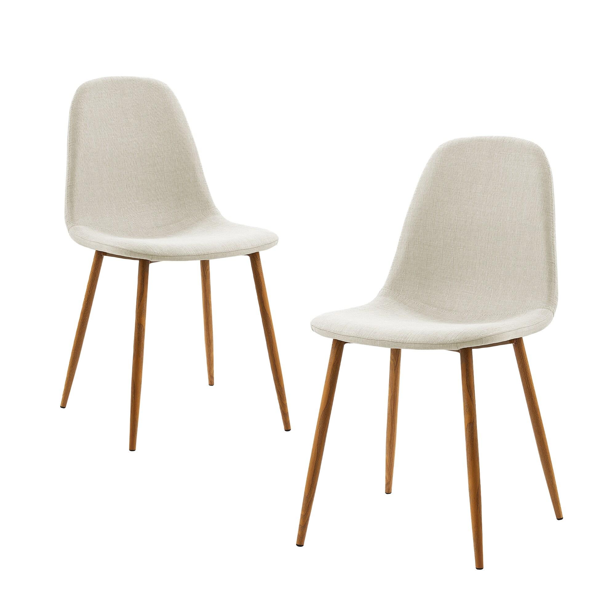 Set of 2 Minimalista Fabric Chairs White/Natural - Teamson Home