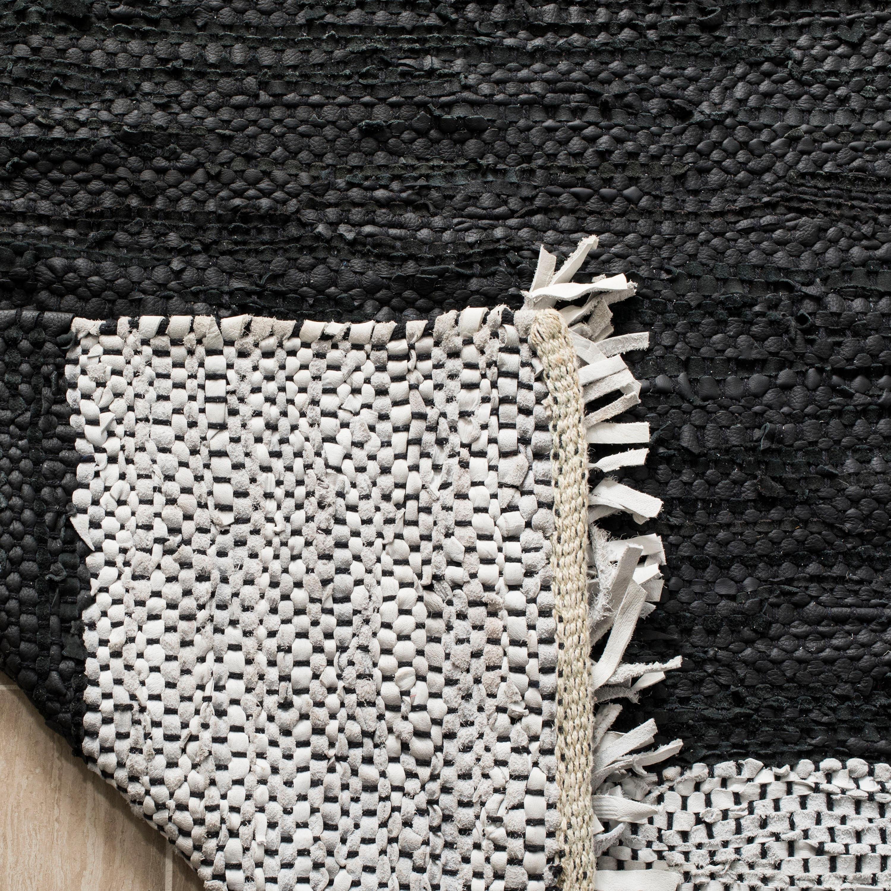 Vintage Leather VTL310 Hand Woven Indoor Accent Rug - Light Grey/Black - 3'x5' - Safavieh