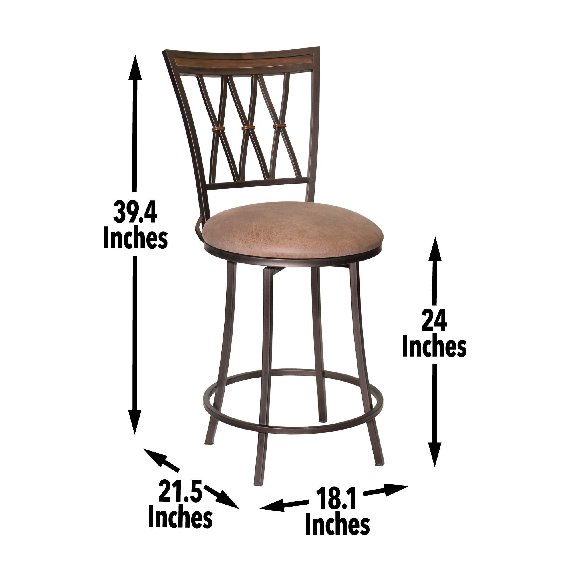 Sedona Swivel Metal Counter Stool with Camel Brown Microsuede Seat