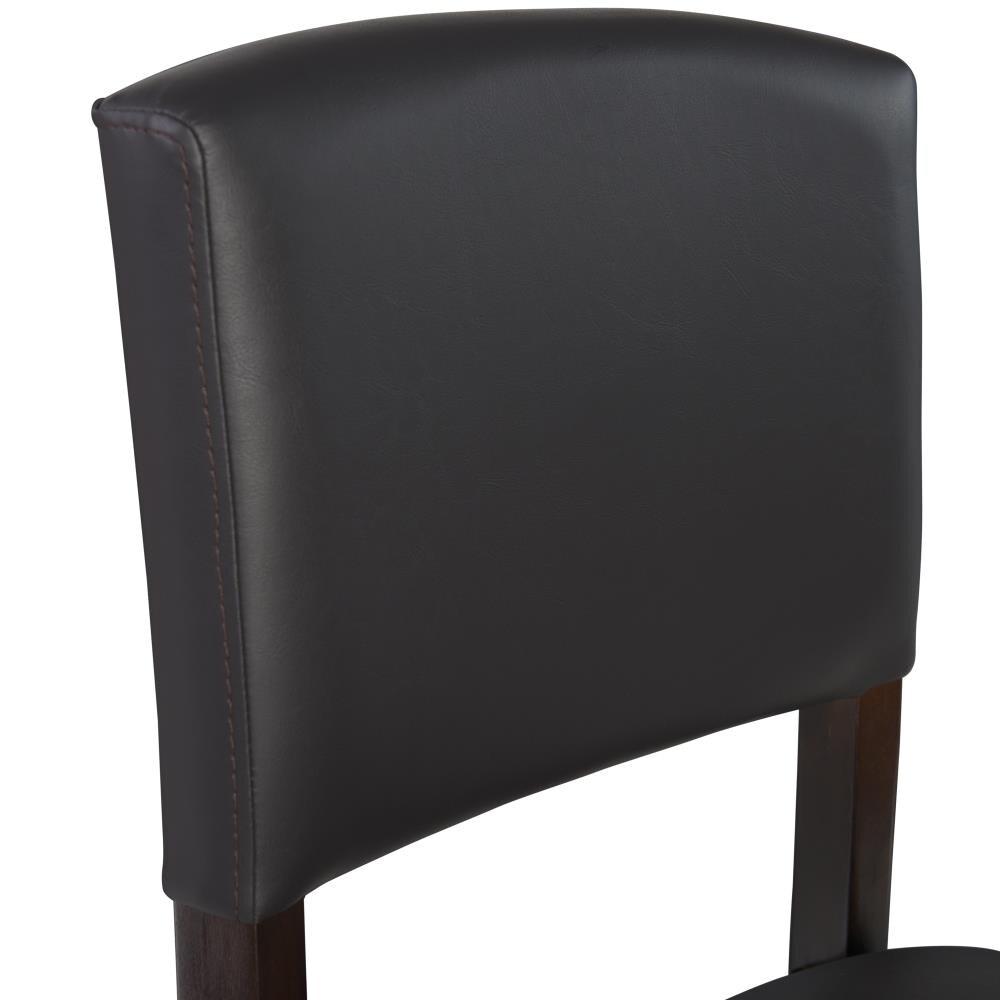 24" Monaco Padded Back Faux Leather Counter Height Barstool Hardwood/Brown - Linon: Espresso Finish, Rubberwood