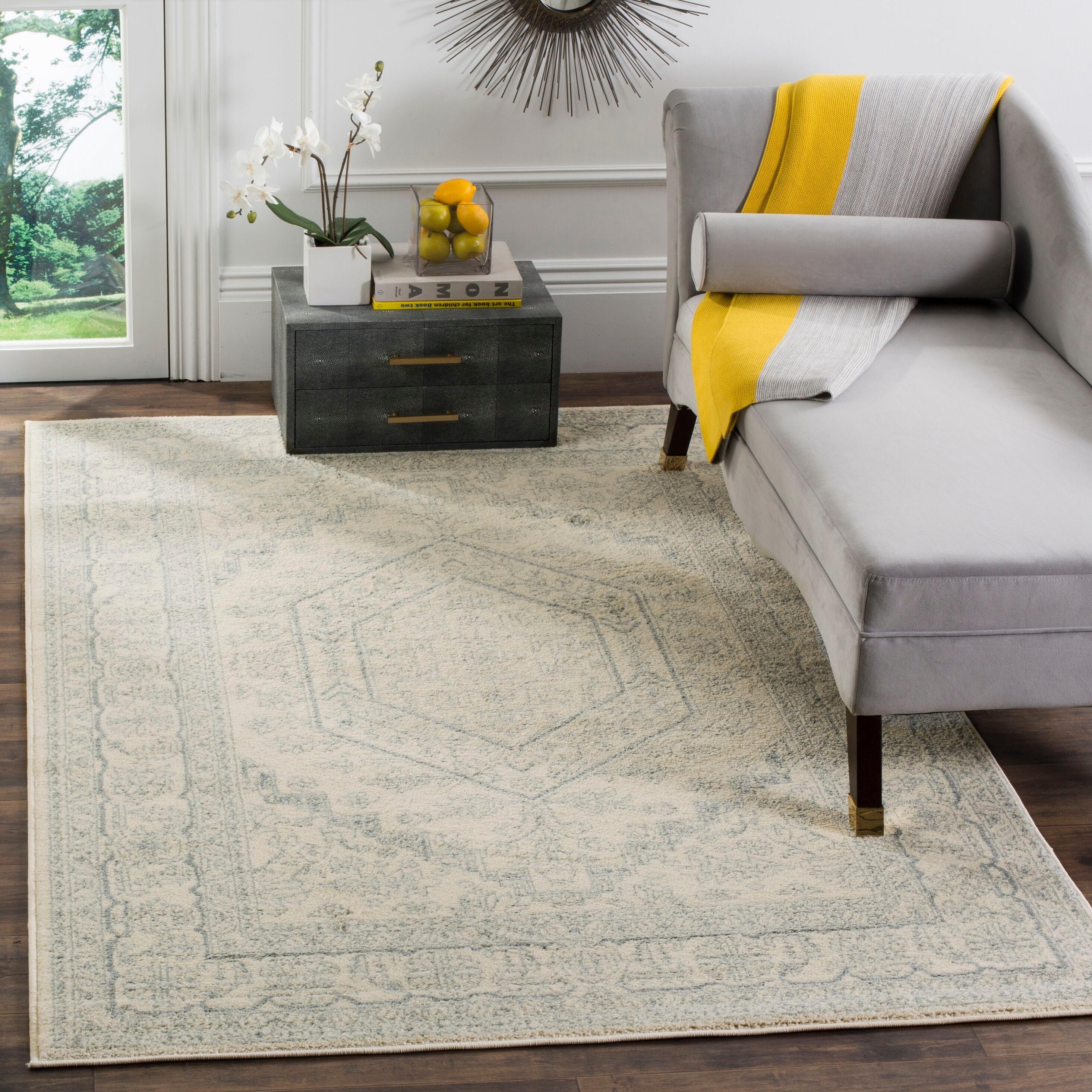 Adirondack ADR108 Power Loomed Area Rug - Ivory/Slate - 6'x6' - Safavieh.