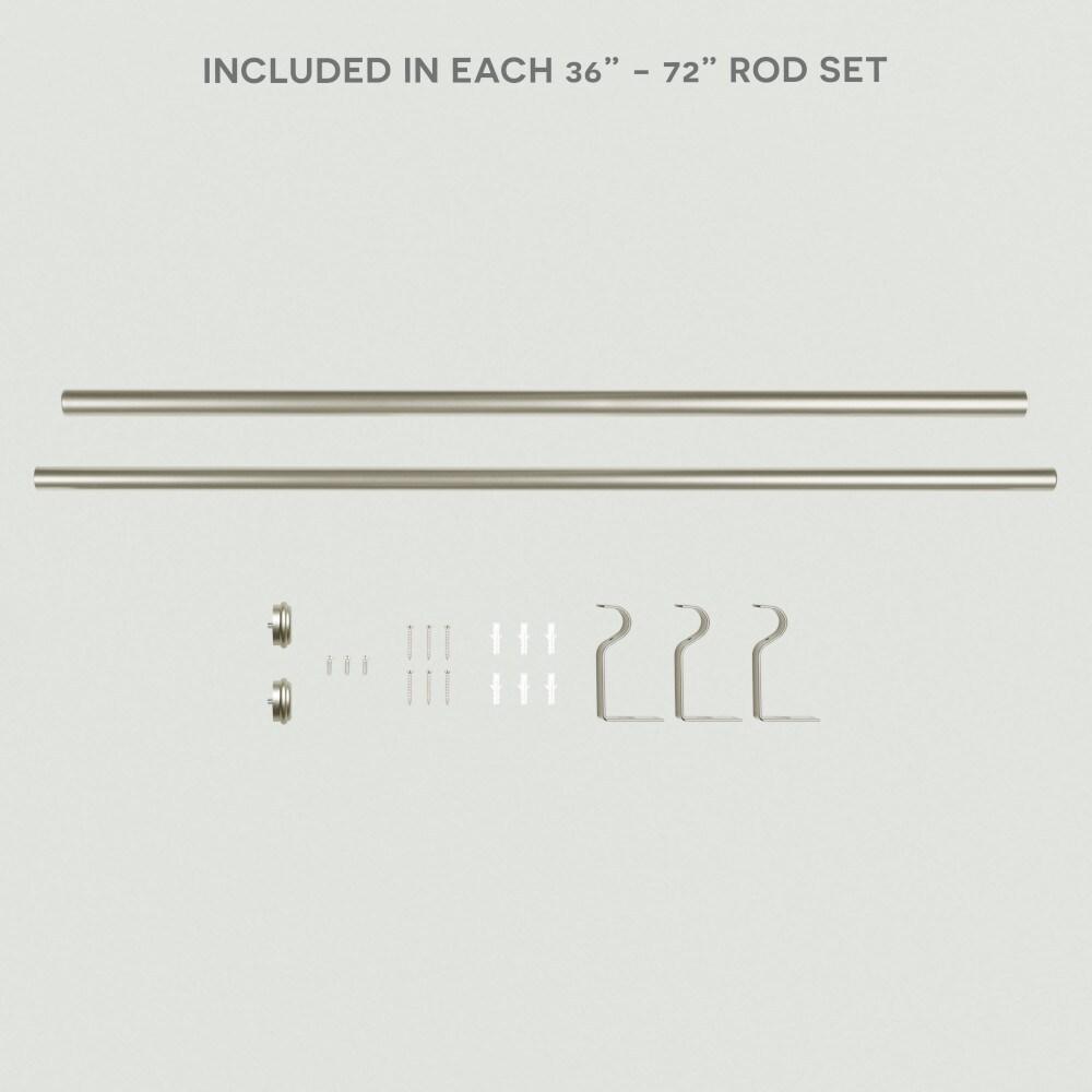 EXCLUSIVE HOME Topper 1" Curtain Rod and Coordinating Finial Set, Matte Silver, Adjustable 36"-72"
