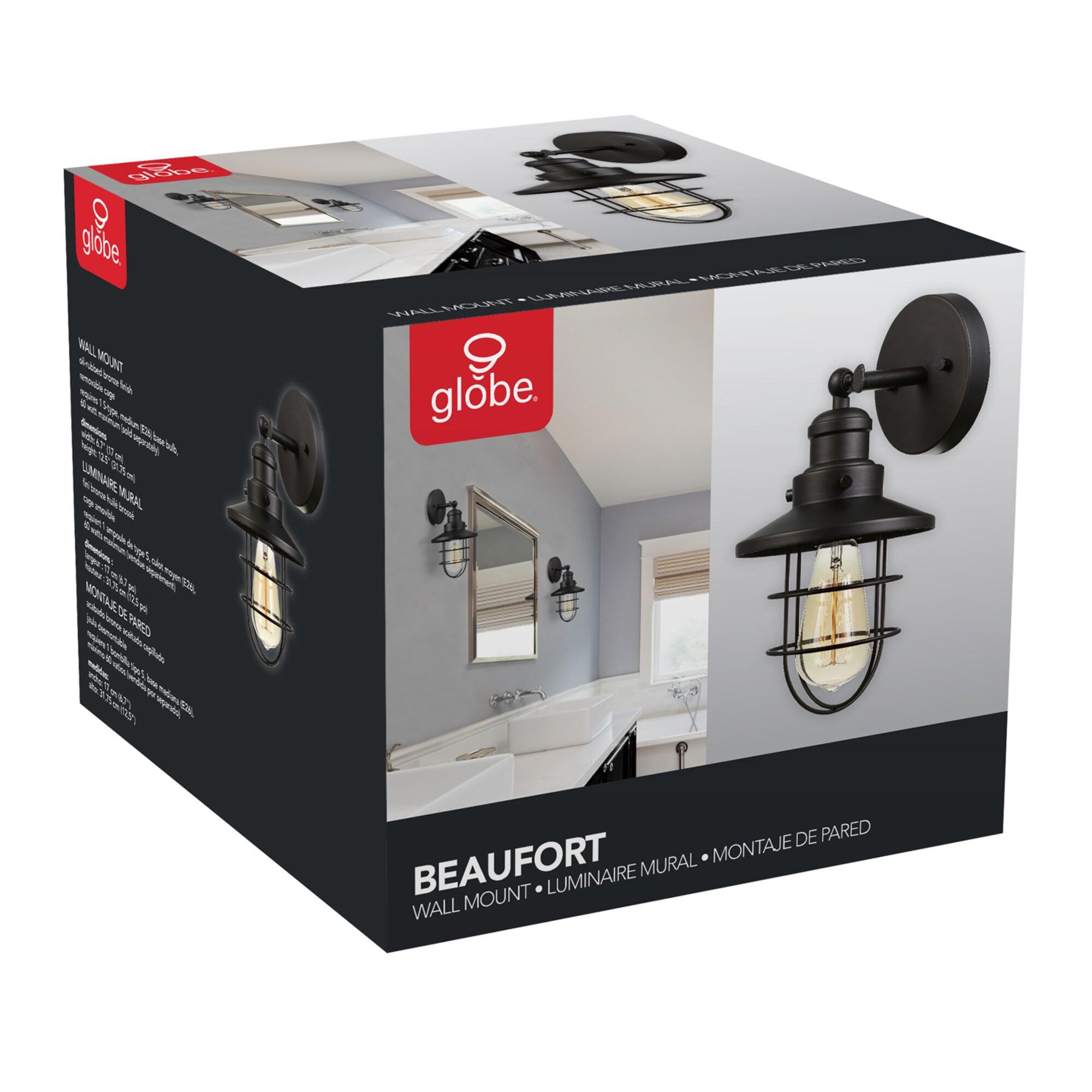 Globe Electric Beaufort 1-Light Dark Bronze Wall Sconce, 59123