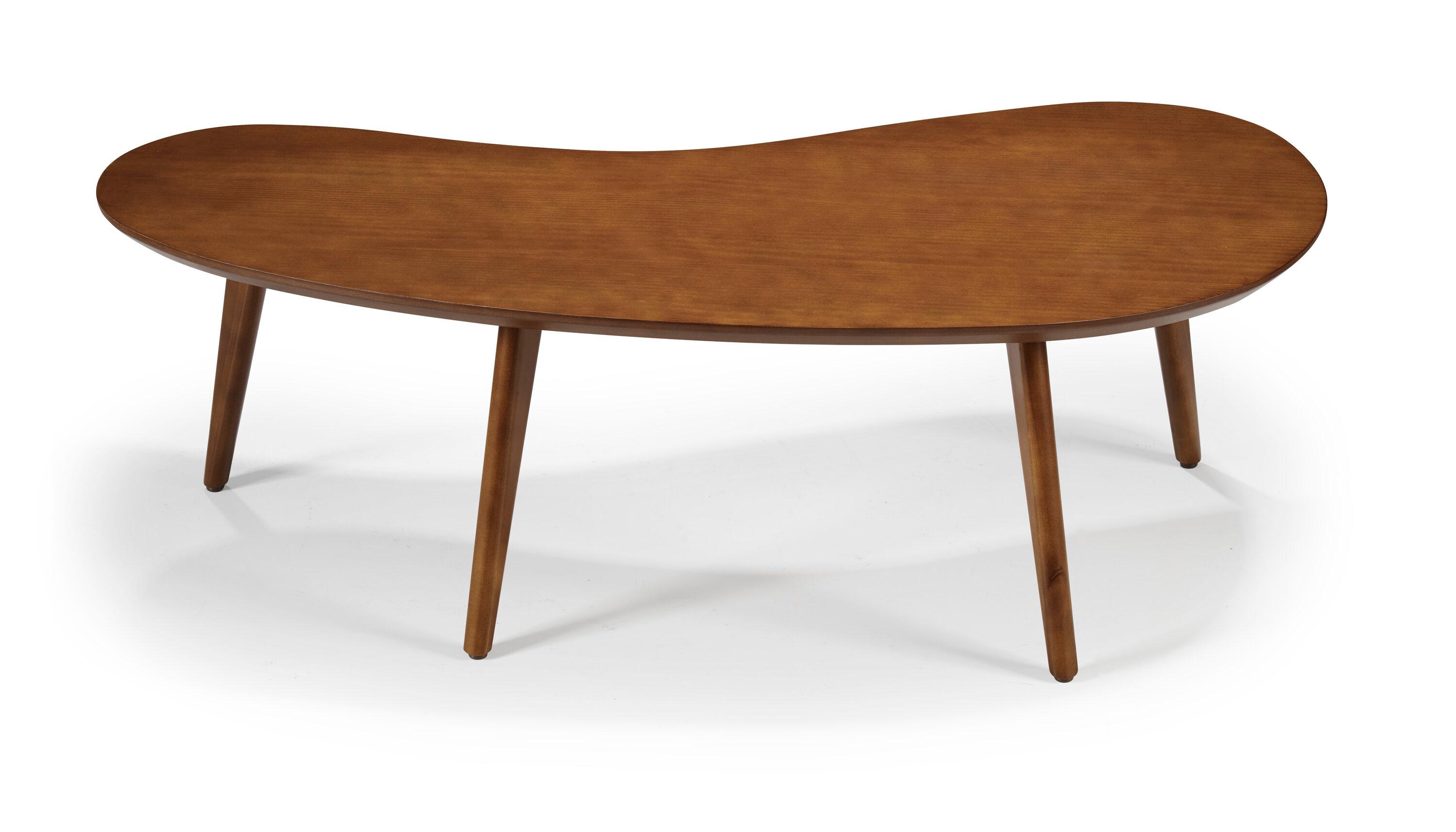 Mid-Century Modern Castanho Pine Wood Oval Coffee Table