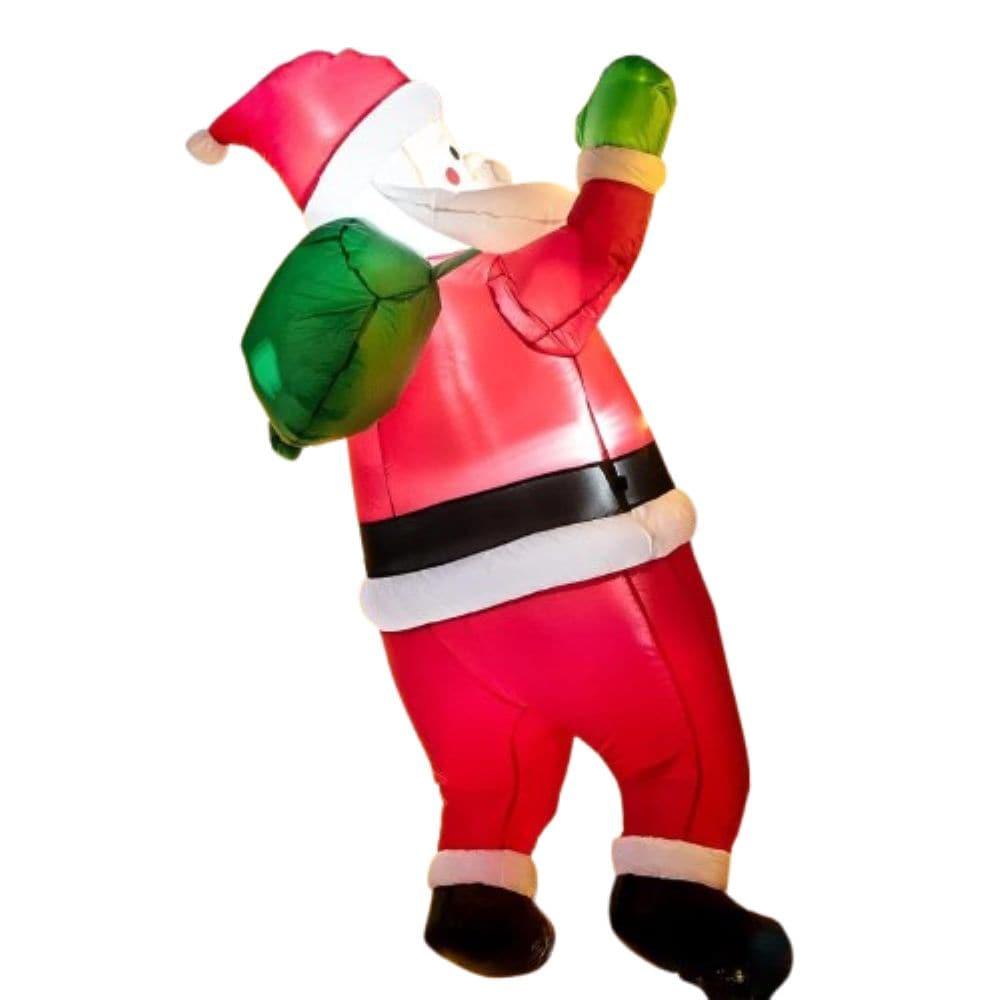 JOYFY 5.5 FT Christmas Inflatable Hanging Climbing Santa with Gift Bag Decorations for Xmas Party, Outdoor, Yard, Garden, Lawn Winter Decoration