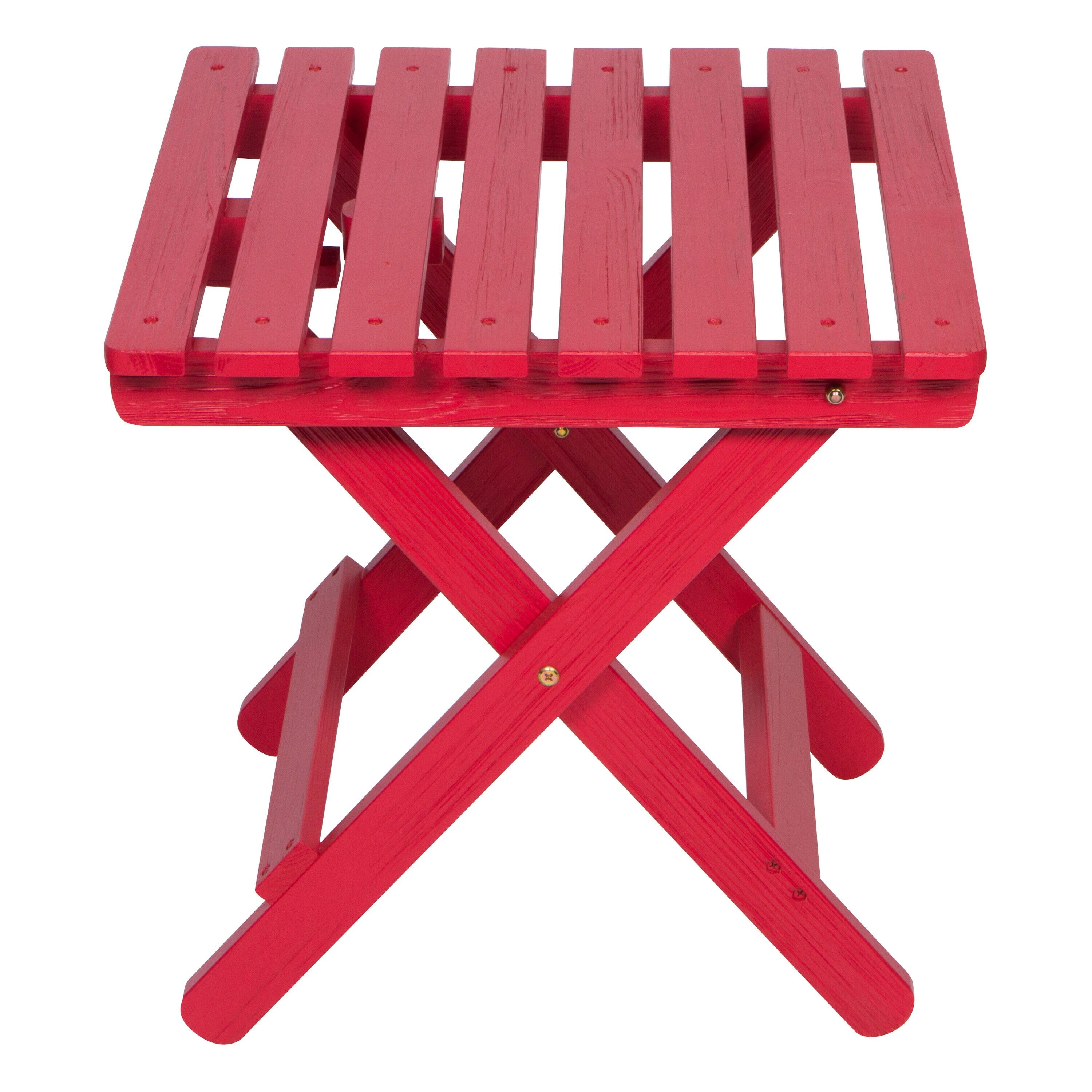 Chili Red Cedar Wood Folding Outdoor Side Table