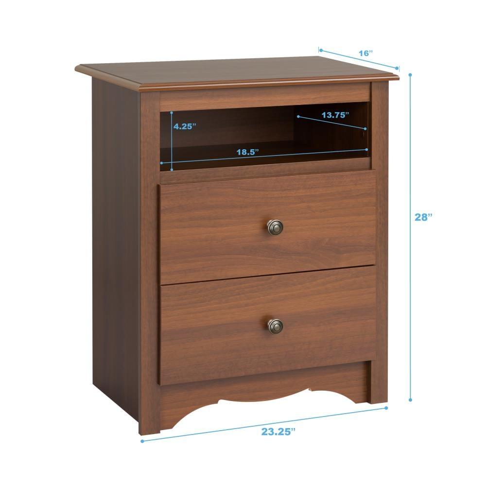 Open Shelf Nightstand Cherry - Monterey: Prepac Bedroom Side Table with Storage Shelf & Metal Glides