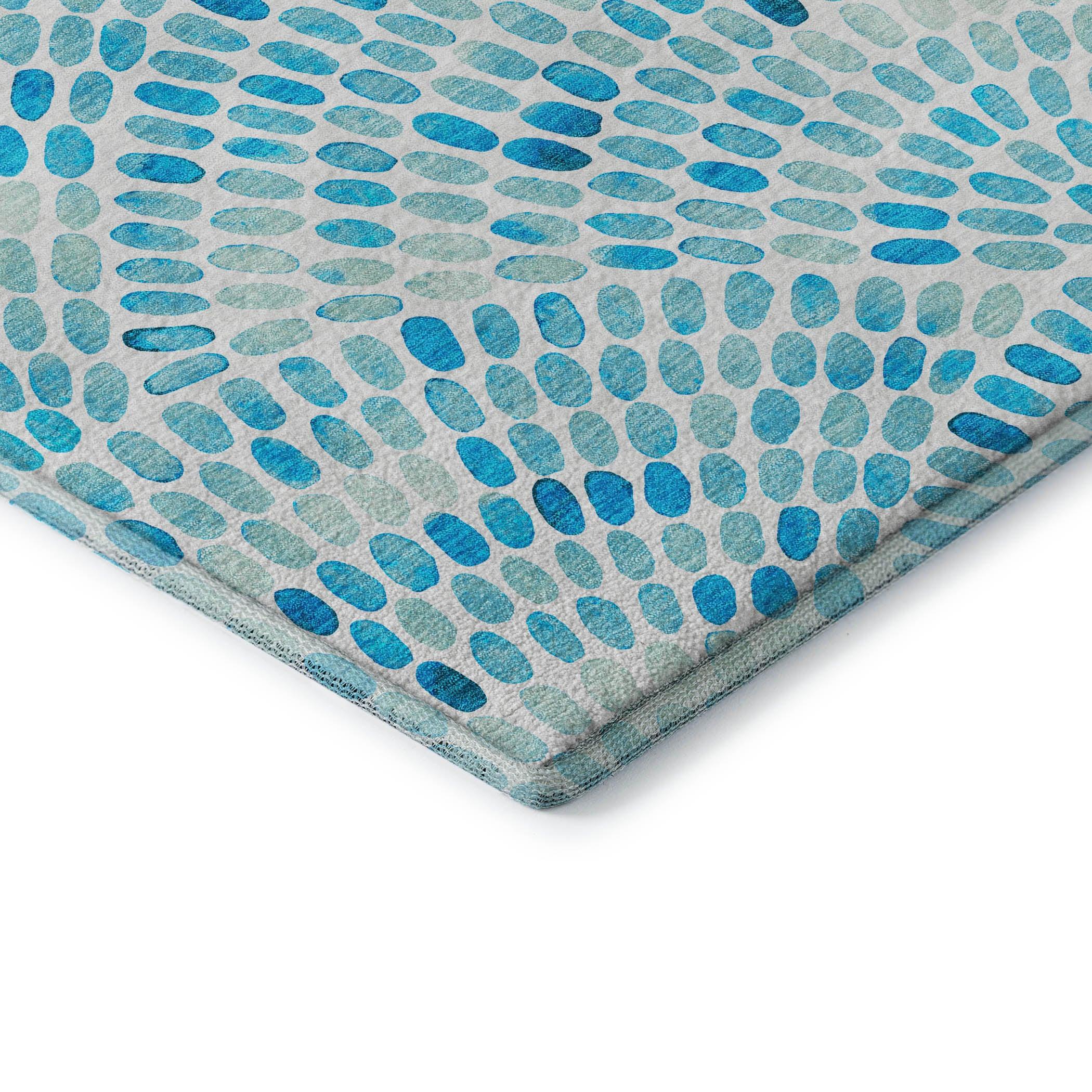 Premium Machine Washable Cerrito AMF186 Aqua Rug