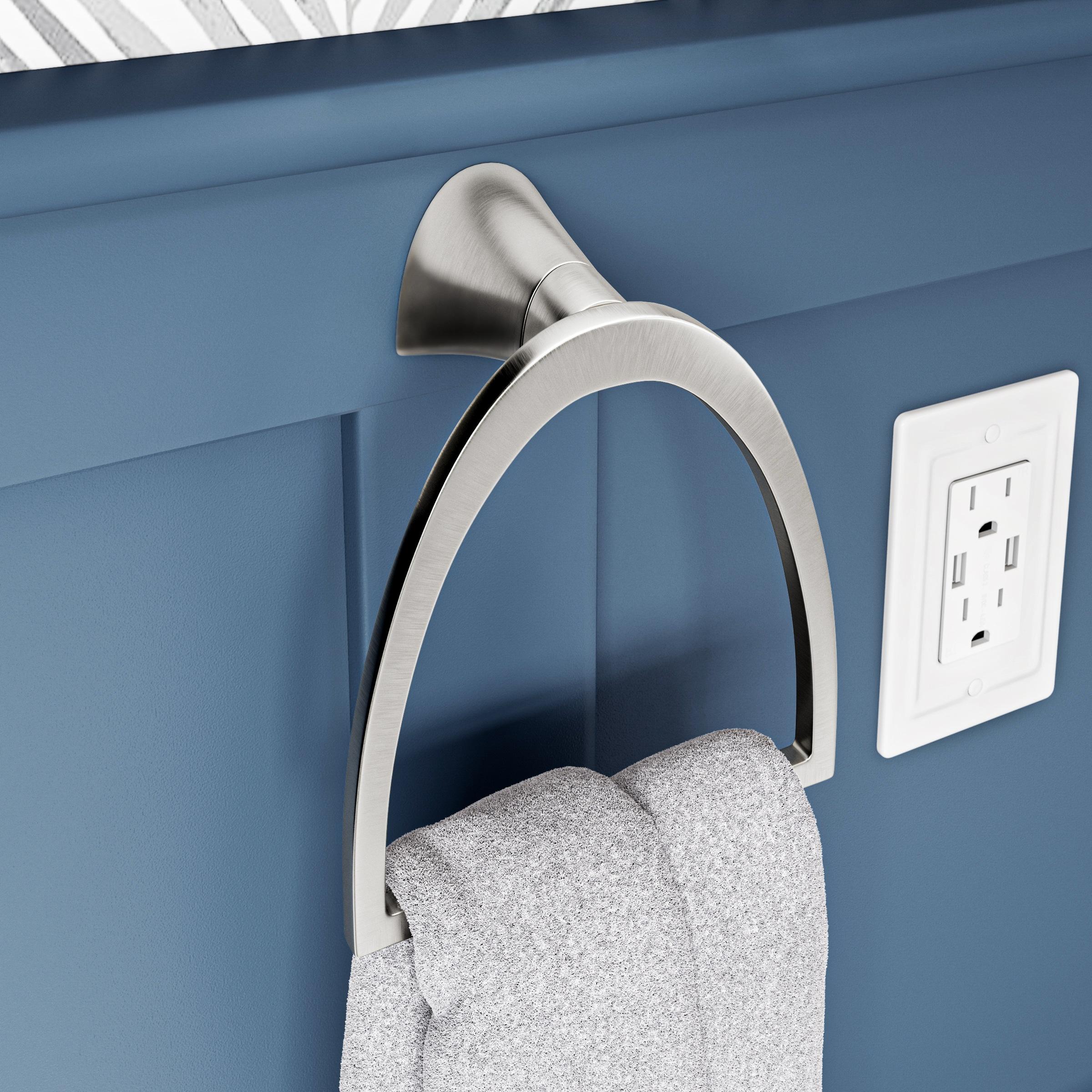 Pfister Karci Towel Ring, Hand Towel Holder for Bathroom, Wall-Mounted, Screw-In, Spot Defense Brushed Nickel Finish, BRBKA0GS