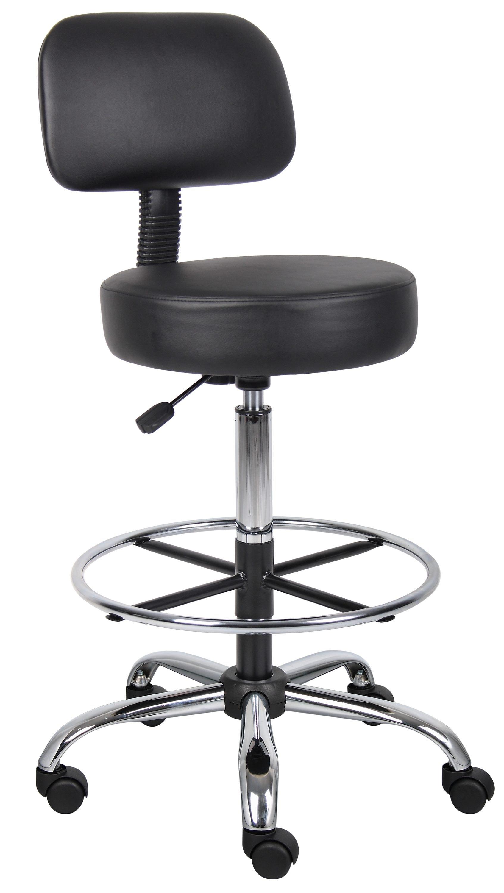 Boss Office Products Medical/Drafting Stool with Back Cushion Black: Adjustable Rolling Chair, Seat Cushion Office Chair