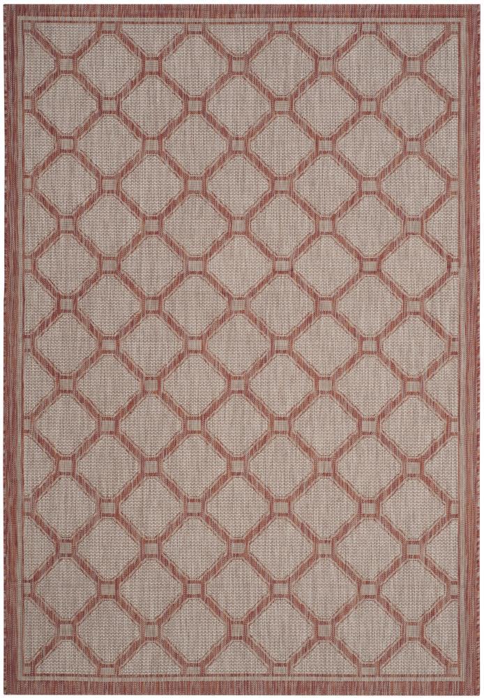 Courtyard CY8474 Power Loomed Indoor/Outdoor Area Rug - Red/Beige - 6'7"x9'6" - Safavieh.