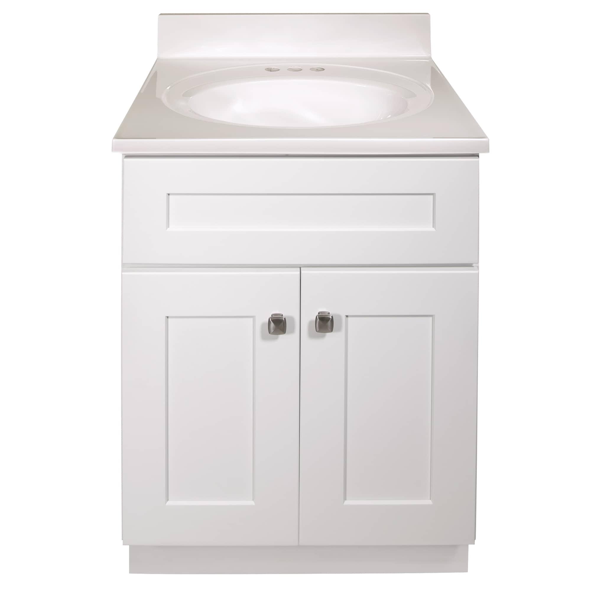 Brookings 25 Inch Bathroom Vanity with Top, Ready to Assemble, Sherwin Williams® White – Design House, 584870