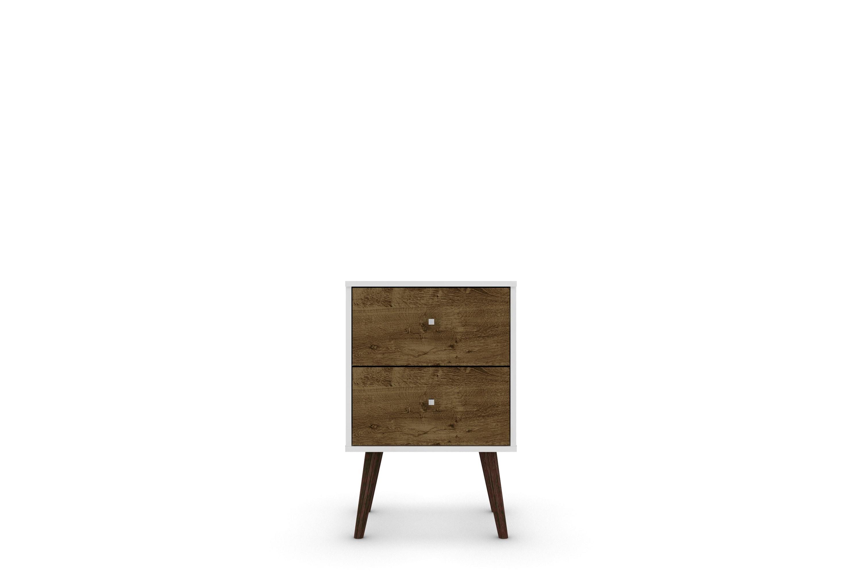 Liberty 2.0 Mid Century Modern Nightstand White/Rustic Brown - Manhattan Comfort