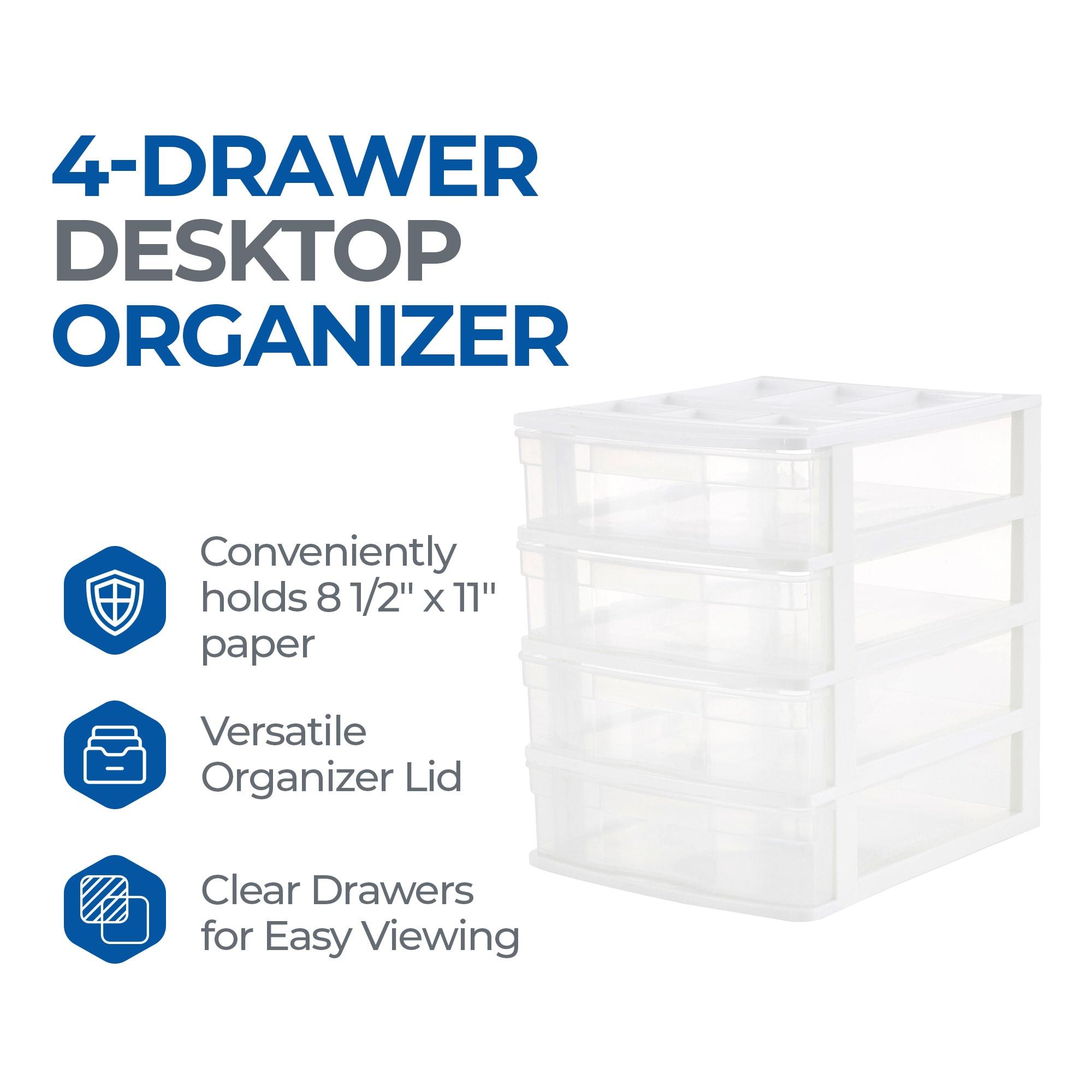 Gracious Living Desktop And Countertop 4 Drawer Storage Bin With Organizer Lid