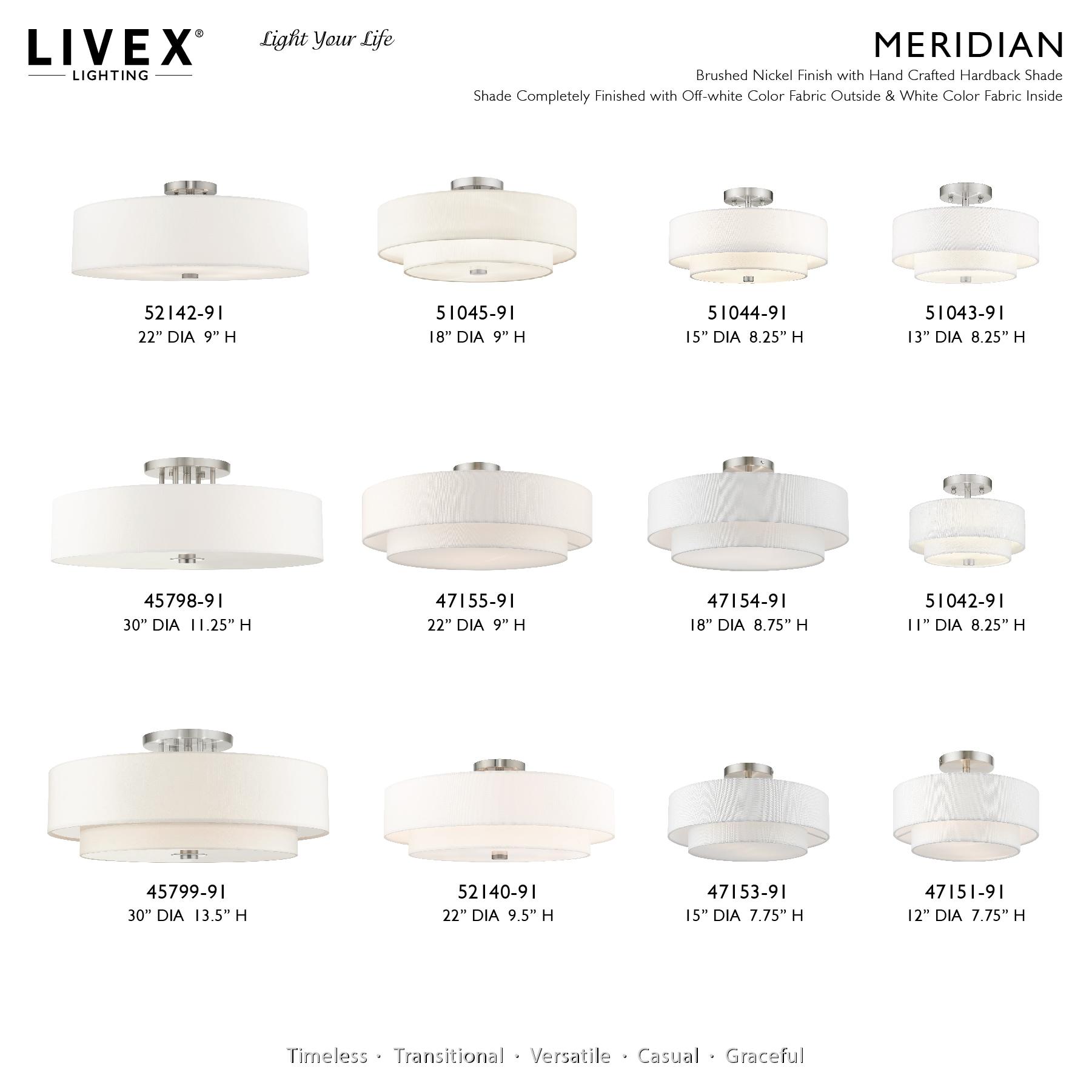 Livex Lighting Meridian 5 - Light Semi-Flush Mount in  Brushed Nickel