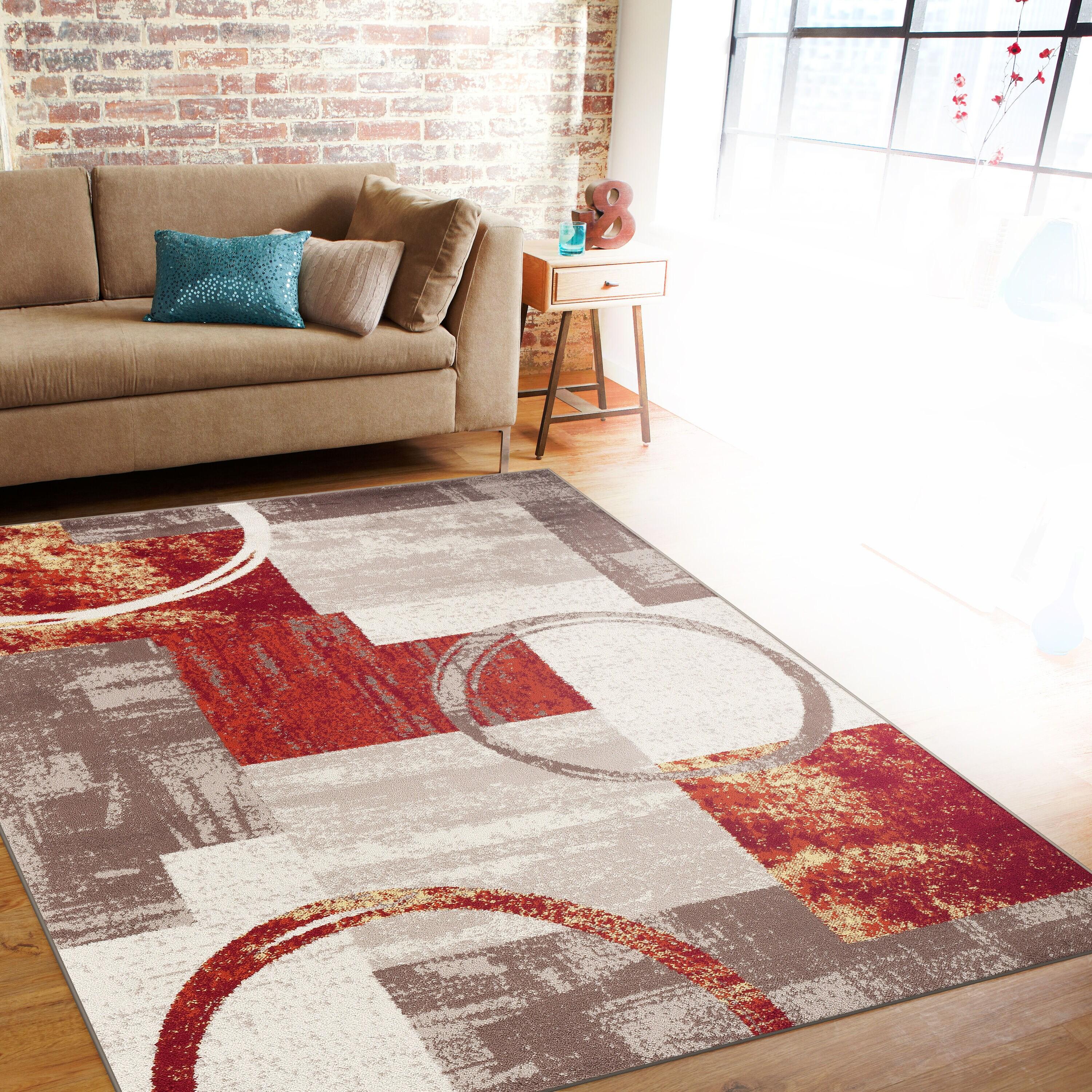 World Rug Gallery Abstract Circle Multi 3'3"x5' Area Rug