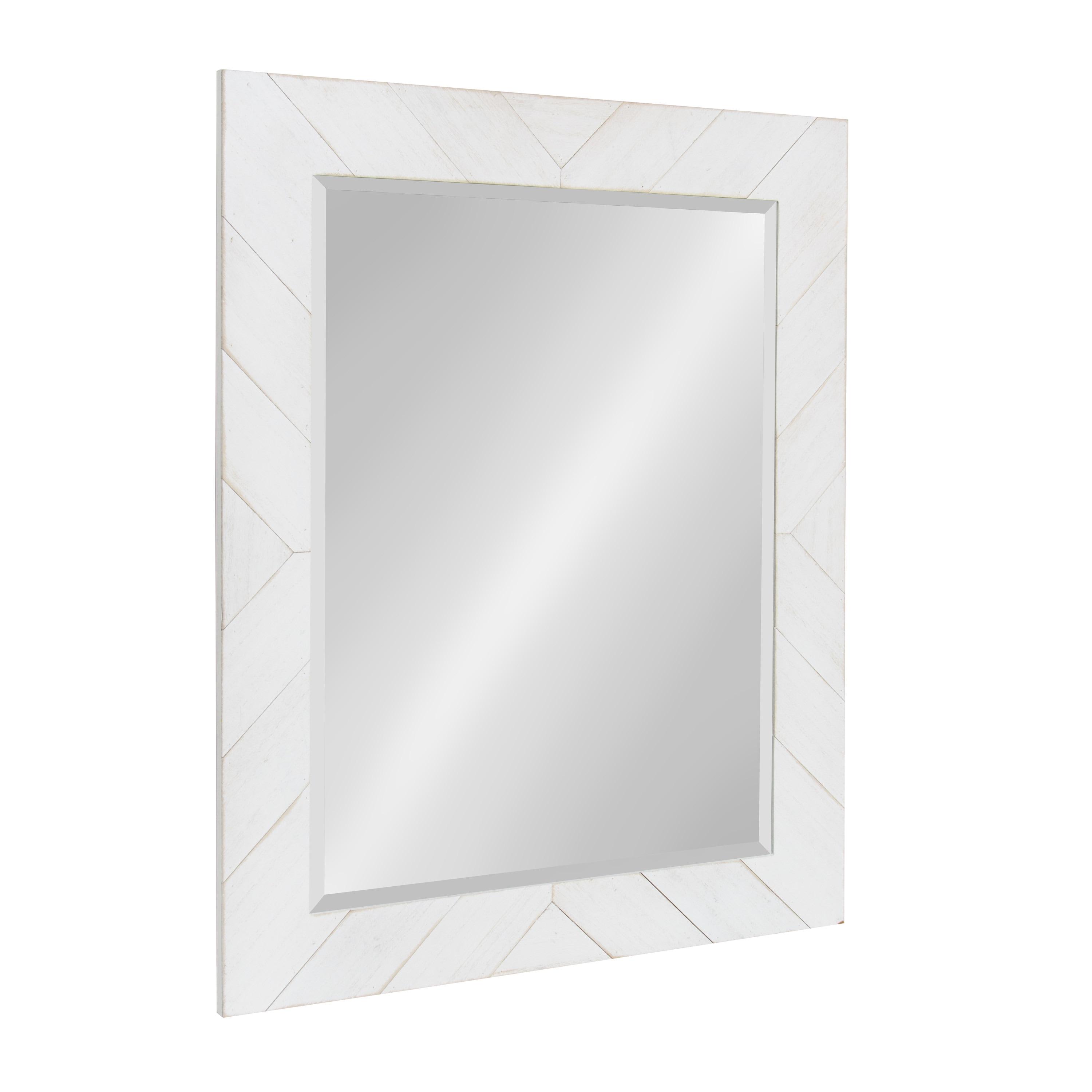 24" x 30" Rost Pieced Wood Framed Wall Mirror White - DesignOvation: Modern Rectangle, No Assembly Required