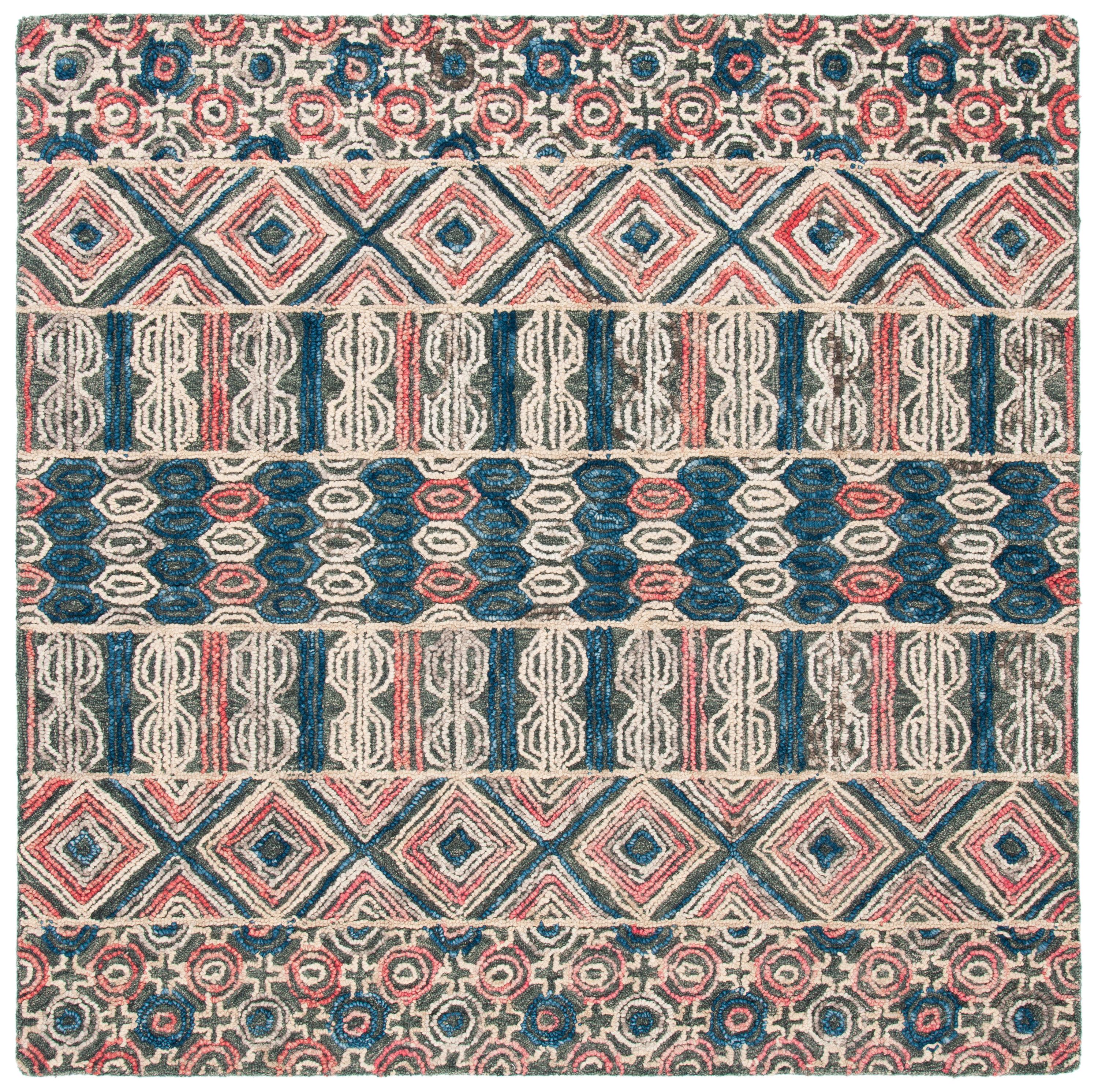 Trace TRC516 Hand Tufted Area Rug - Grey/Navy - 6'x6' - Safavieh.