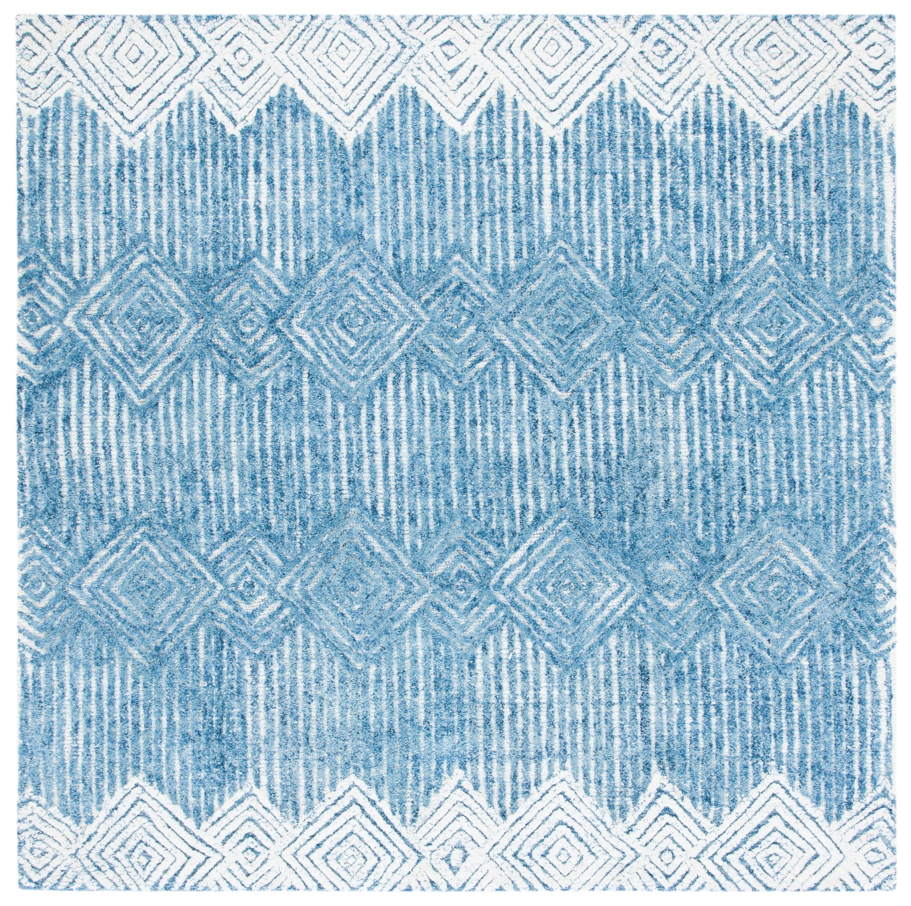 Metro MET401 Hand Tufted Area Rug - Blue/Ivory - 6'x6' - Safavieh.