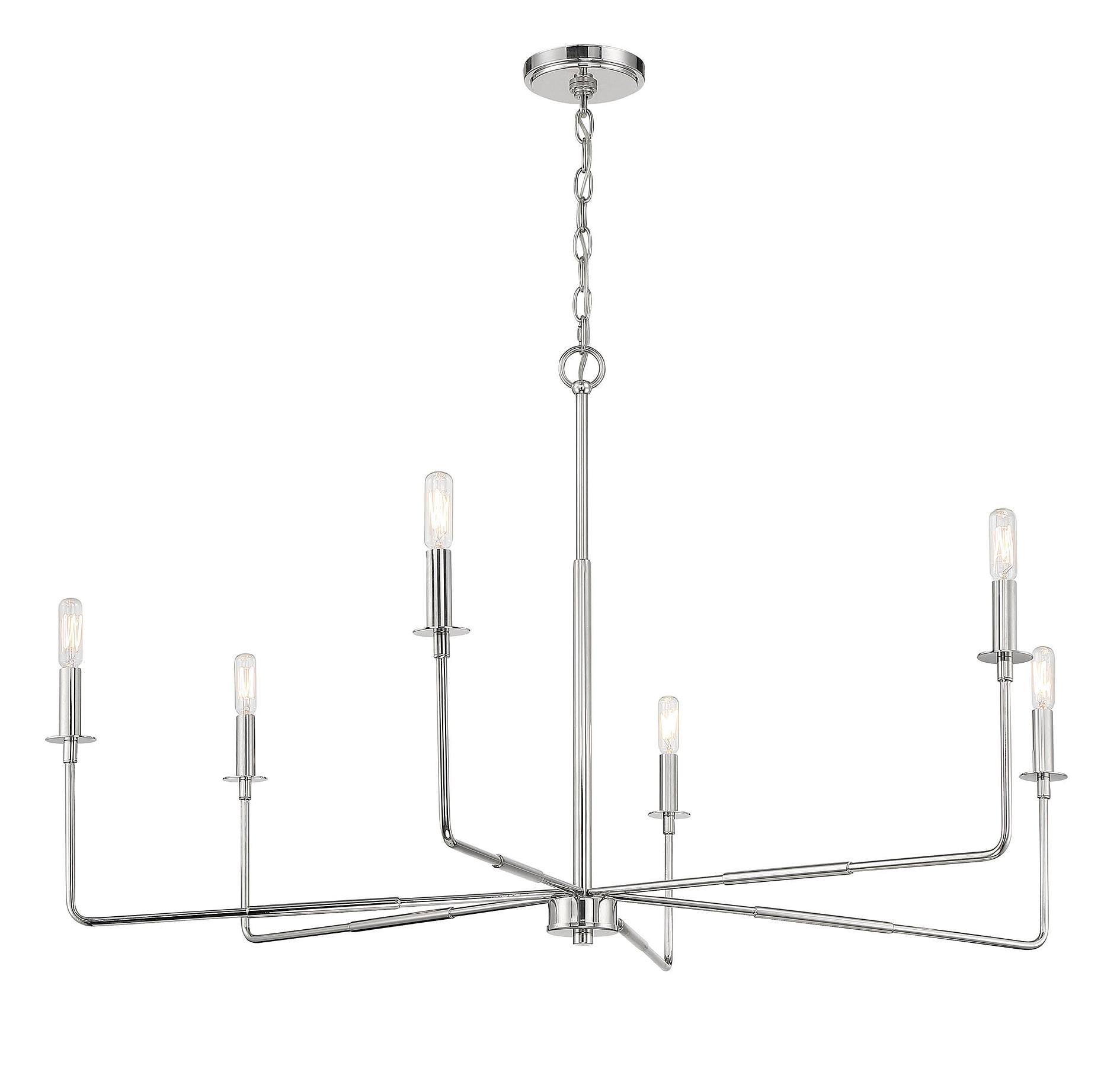 Salerno Polished Nickel 6-Light Rustic Charm Chandelier