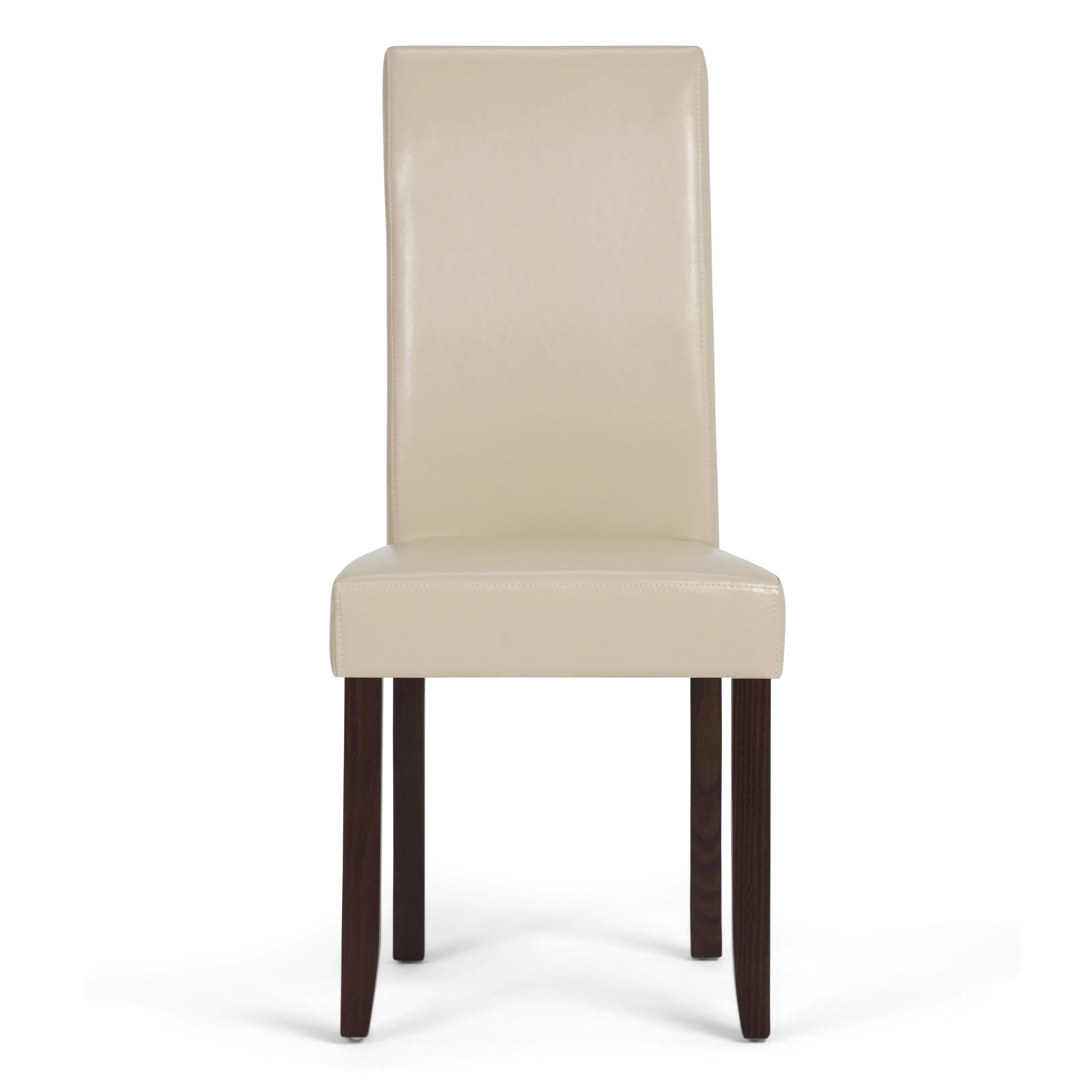 Simpli Home Acadian Transitional Parson Dining Chair (Set of 2) in Satin Cream Faux Leather