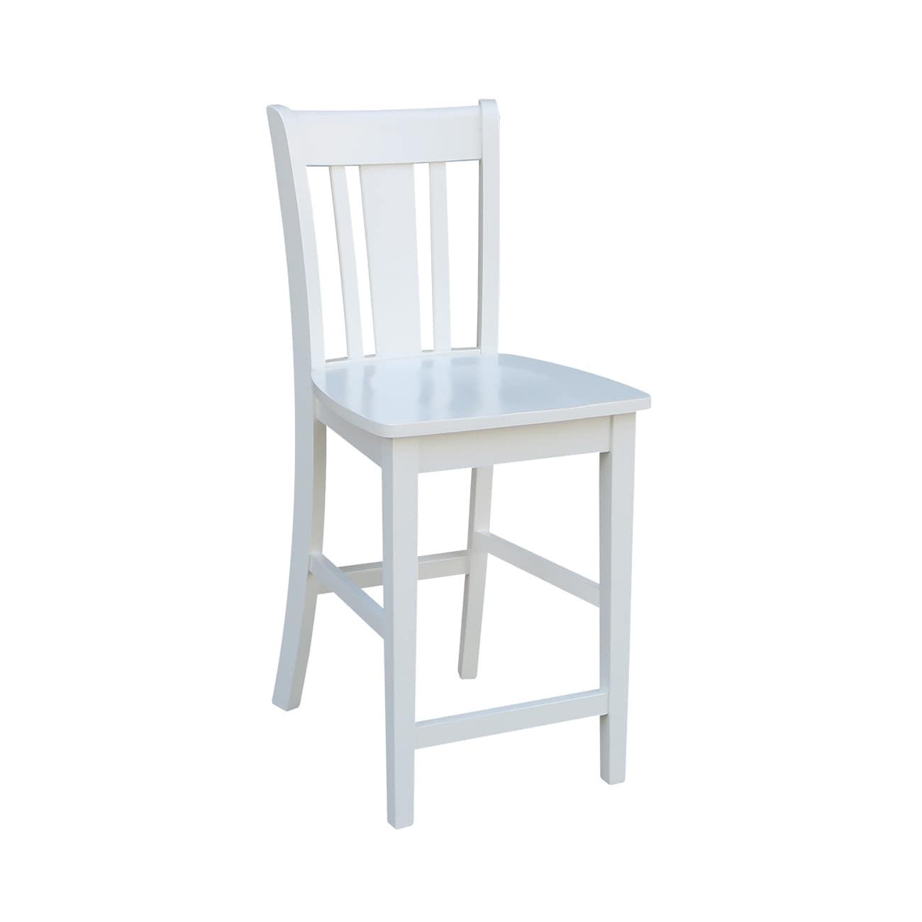 24" San Remo Counter Height Barstool Off White - International Concepts: Solid Wood, Slat Back