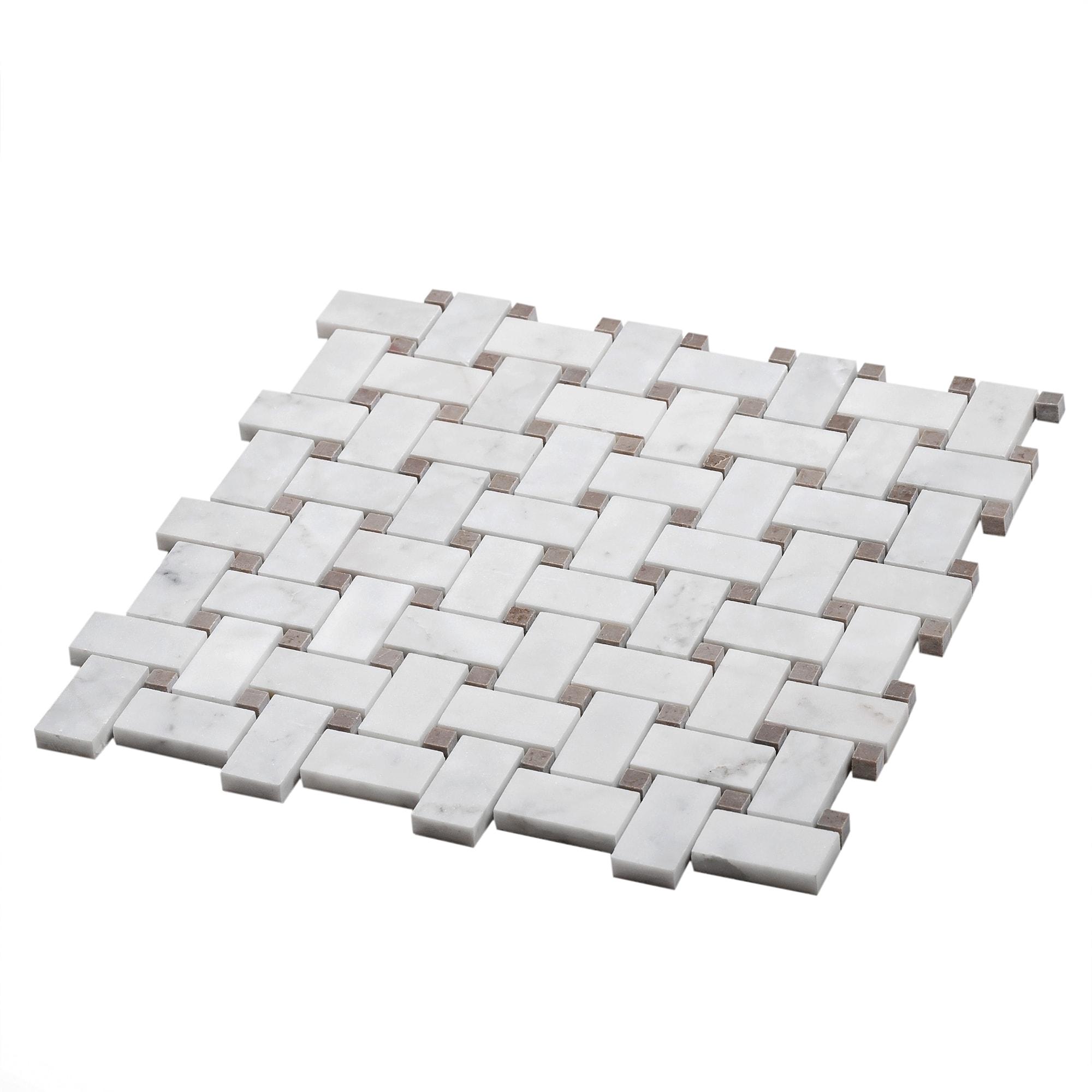12" x 12" Natural Stone Basketweave Mosaic Wall & Floor Tile
