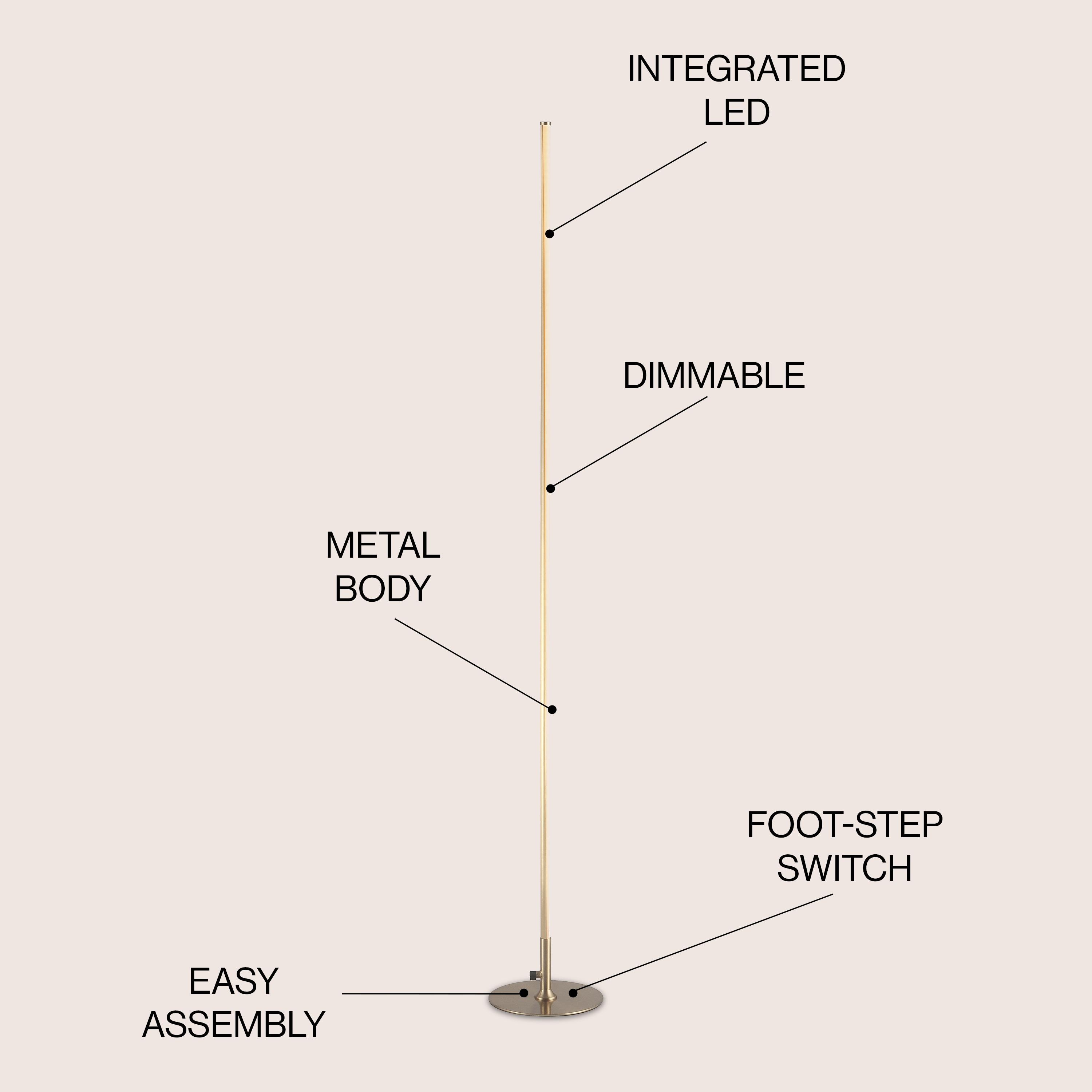 JONATHAN Y Iris 59.5" LED Integrated Floor Lamp, Gold, JYL7007B