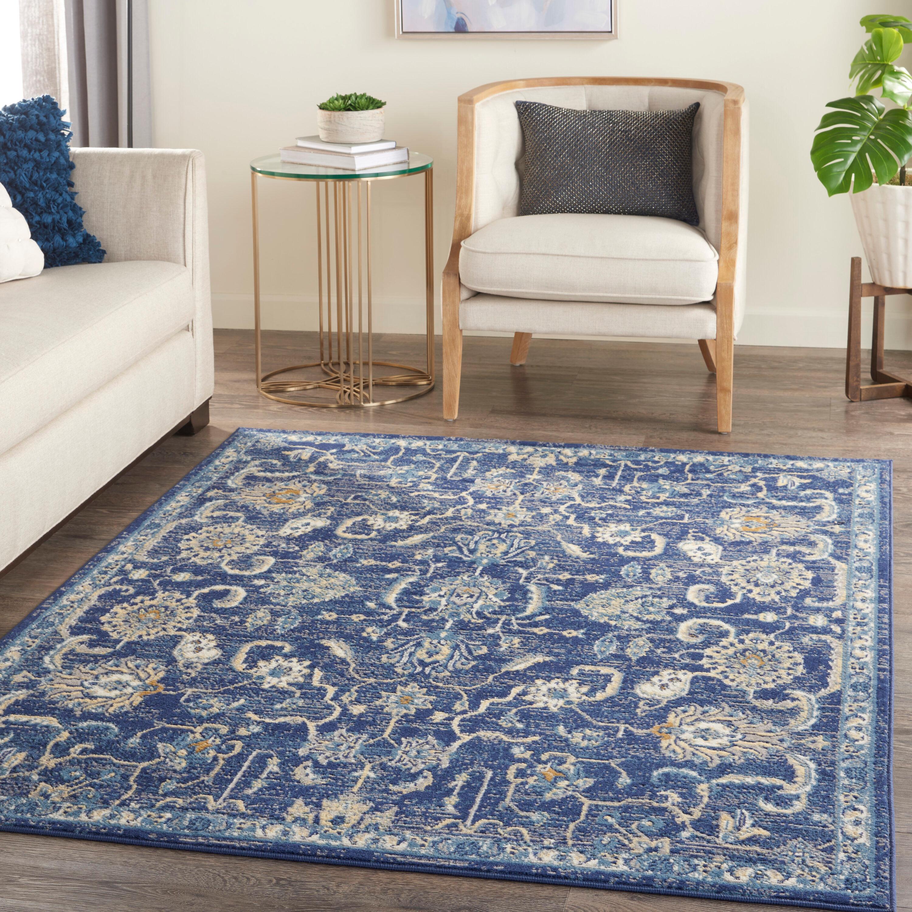 Nourison Grafix GRF24 Indoor Area Rug - Navy 3'9" x 5'9"