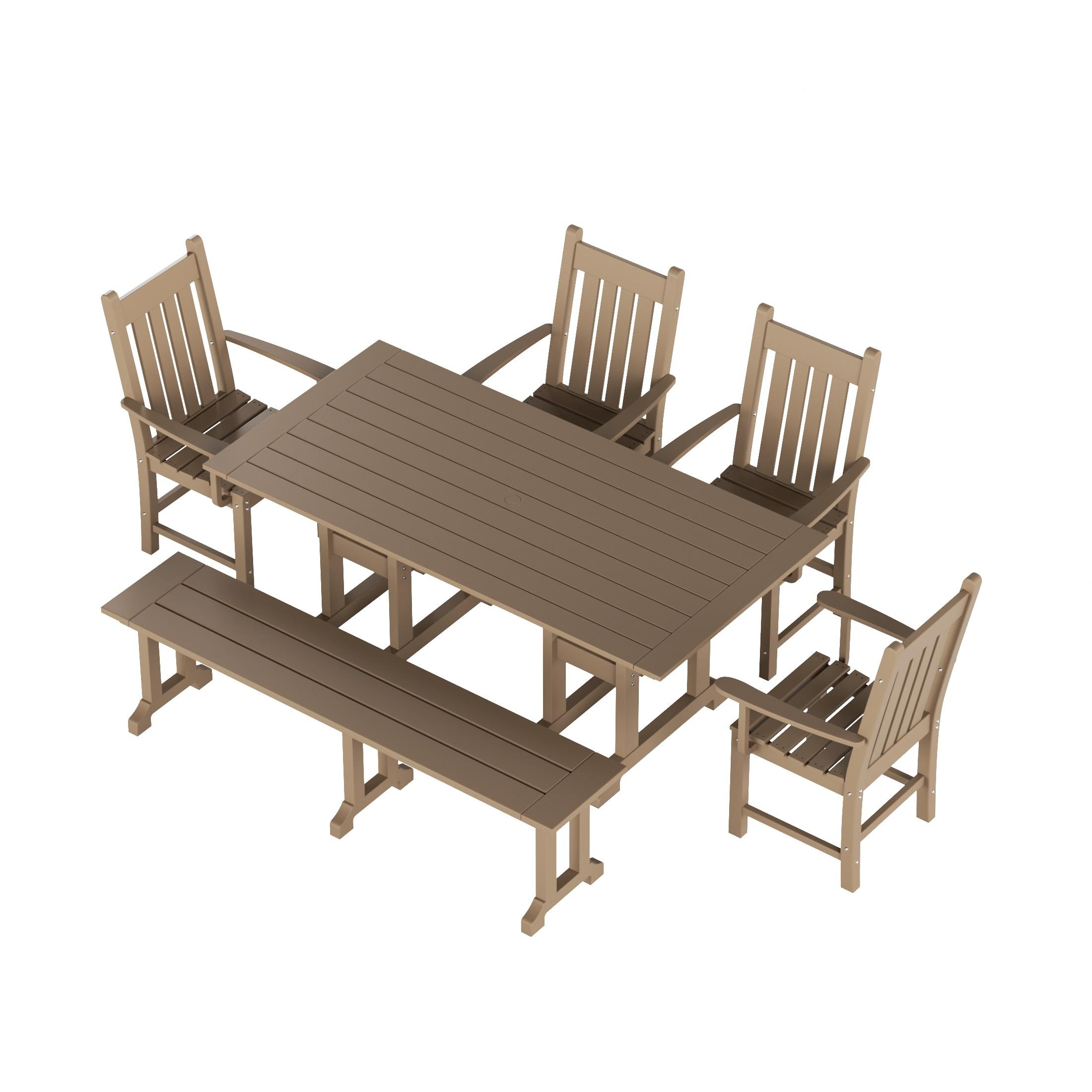 Polytrends  Laguna Hdpe All Weather Outdoor Patio 65" Bench Weathered Wood