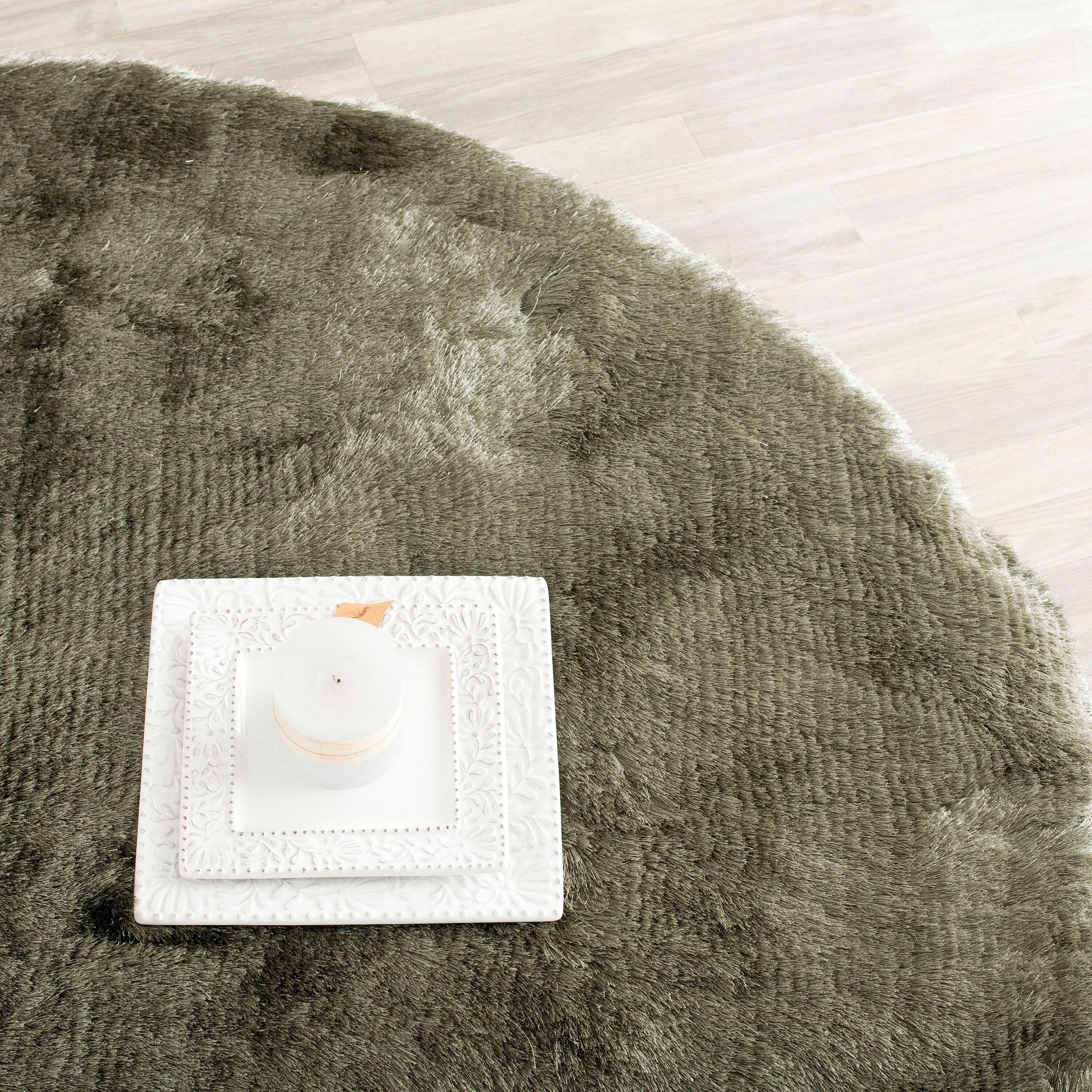 Shag SG511 Hand Tufted Area Rug - Titanium - 4' round - Safavieh.