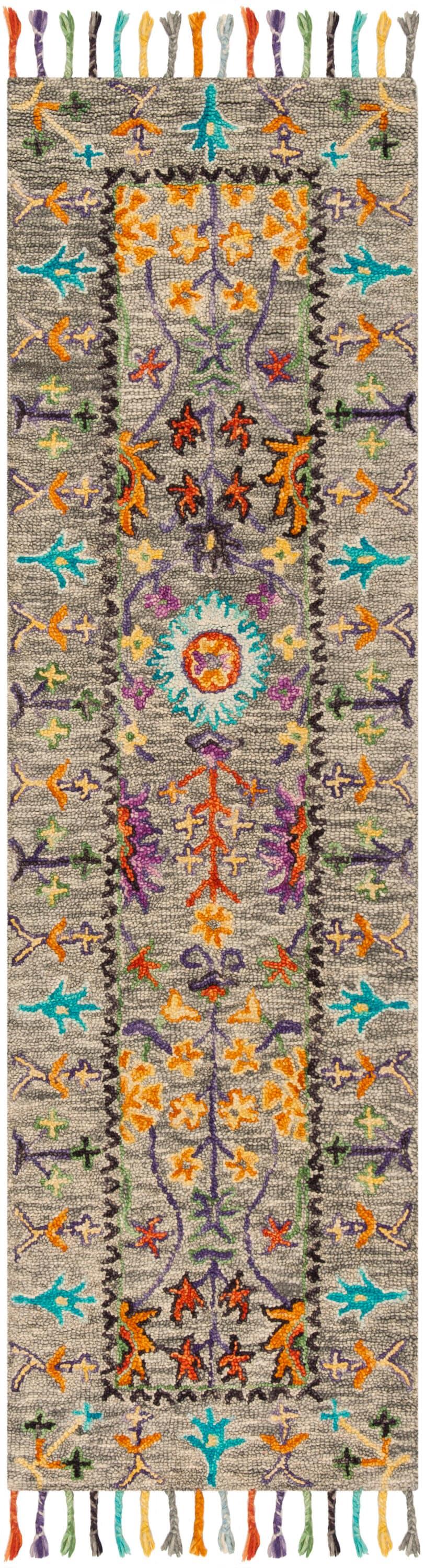 Blossom BLM453 Hand Tufted Indoor Runner Rug - Grey/Multi - 2'3"x8' - Safavieh