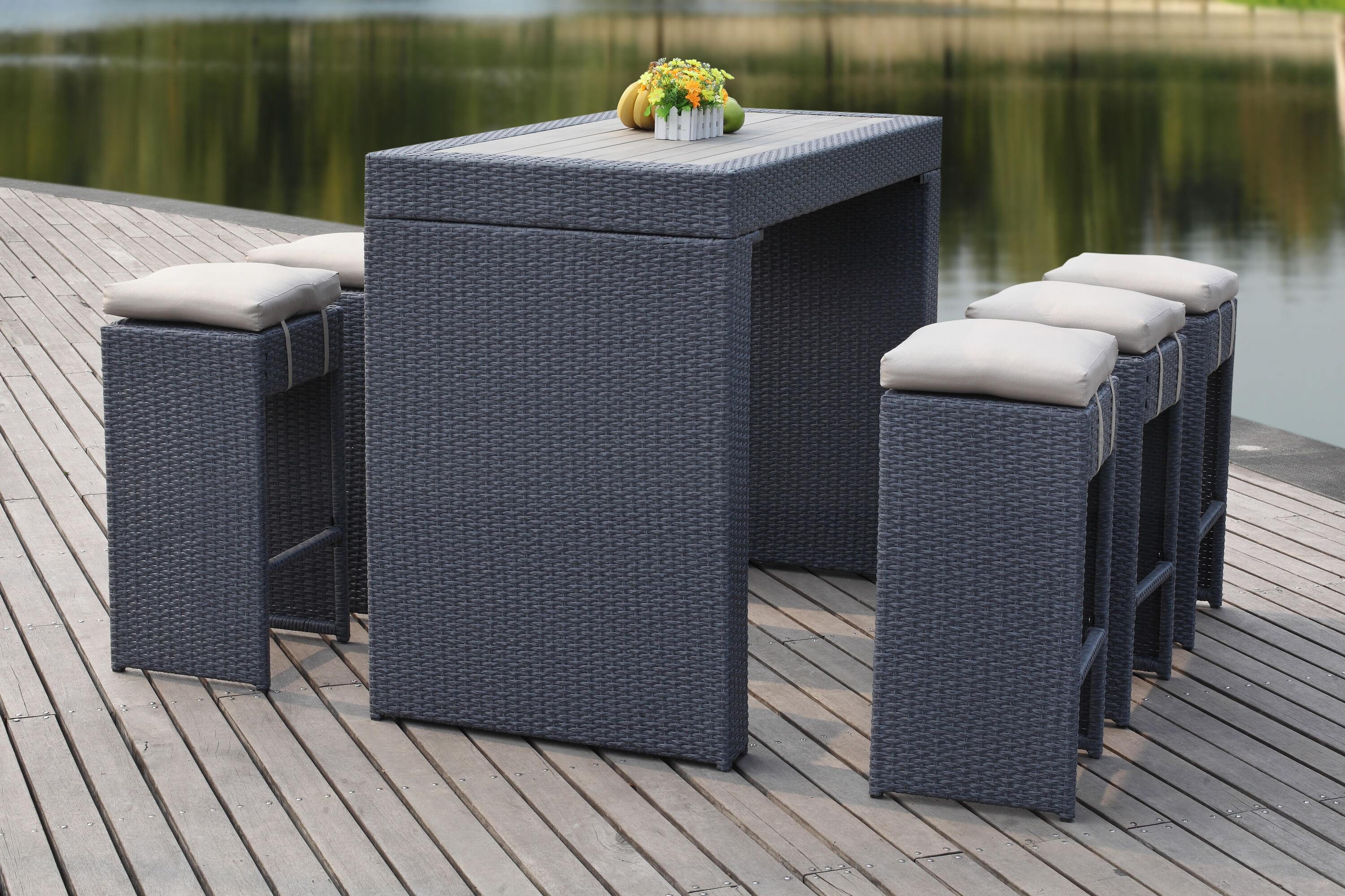 Sanders Bar Set - Indoor/Outdoor - PAT2502 - Titanium/Sand - Safavieh