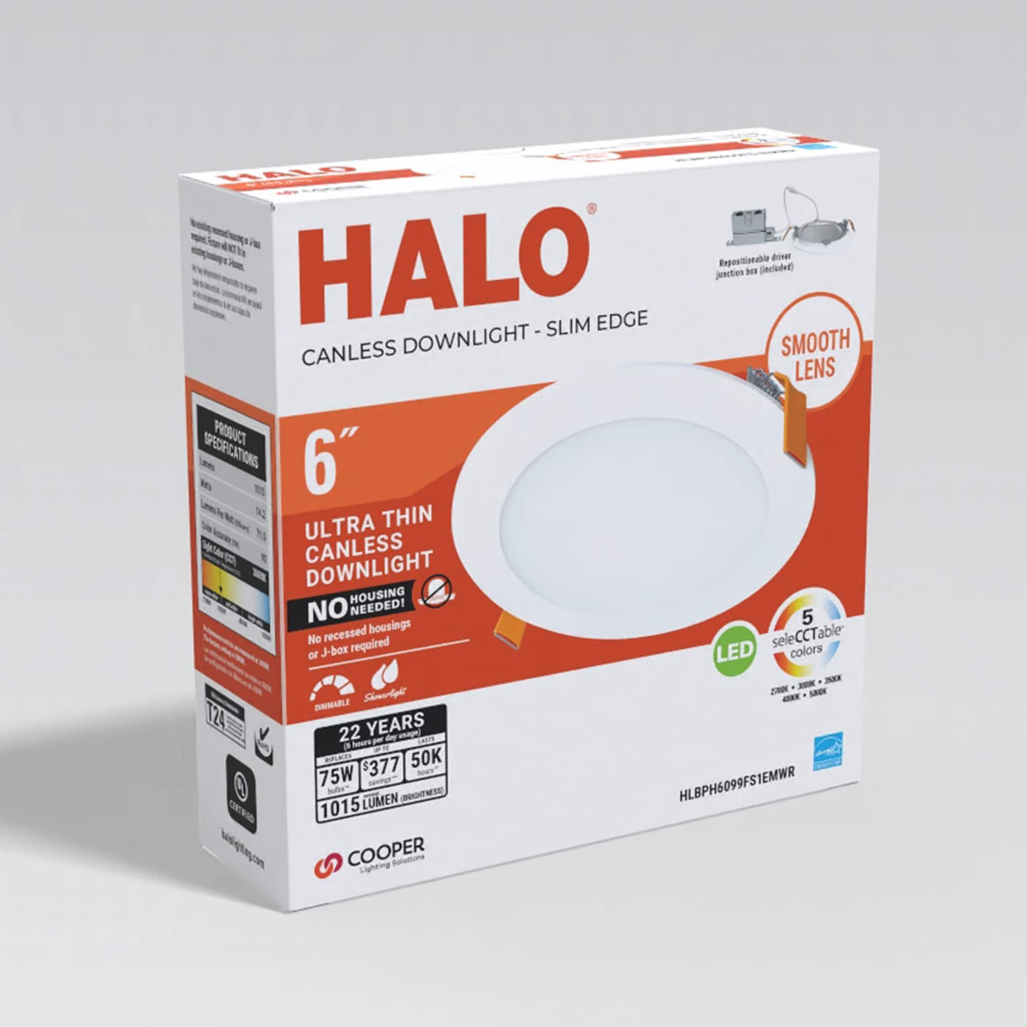 Halo 6" inch Recessed Canless LED Ceiling Light Direct Mount, White