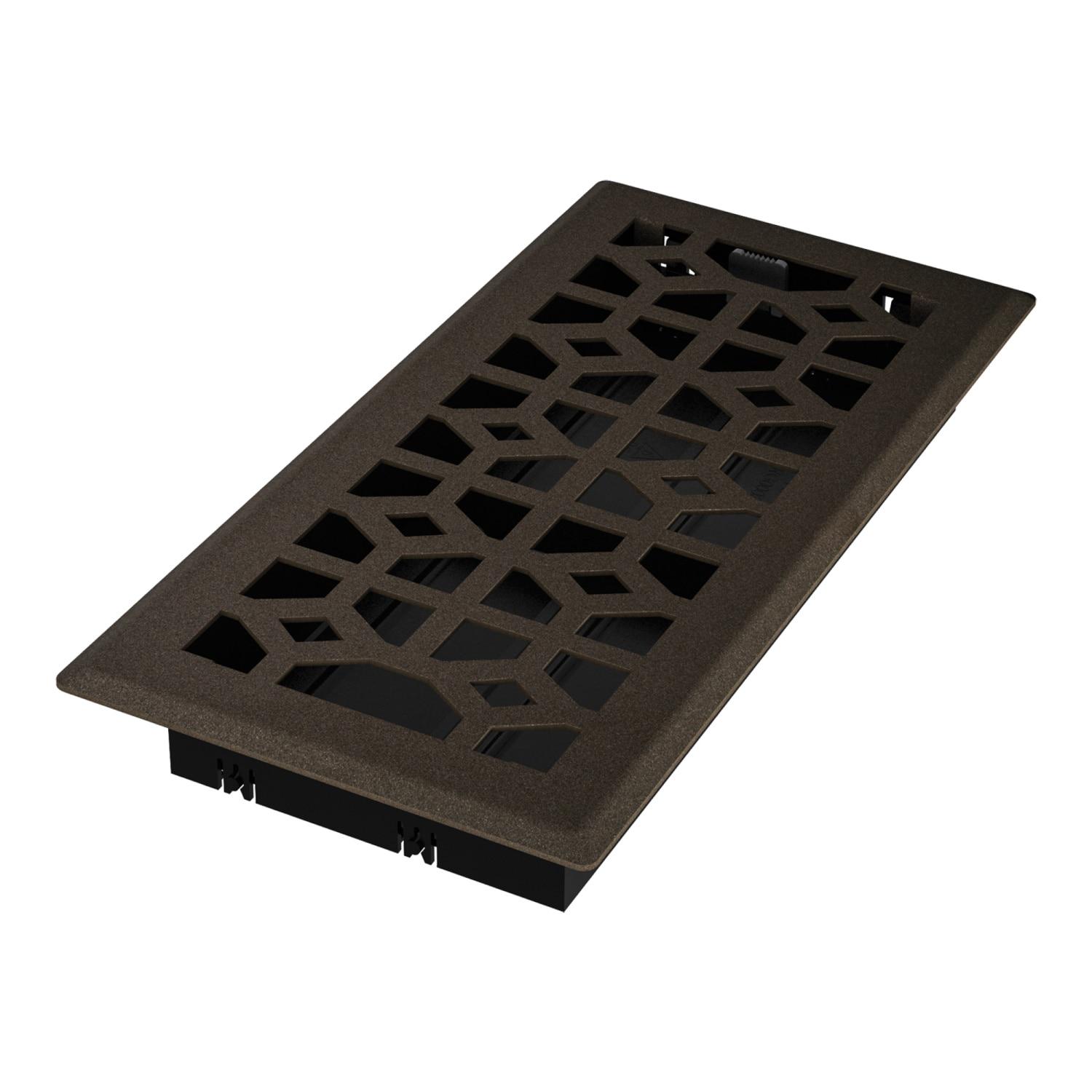 4in x 10in Templar Style Bronze Age Metal Heating and Cooling Air Floor Register (5 PACK) - Overall 5 1/4" x 11 1/4"