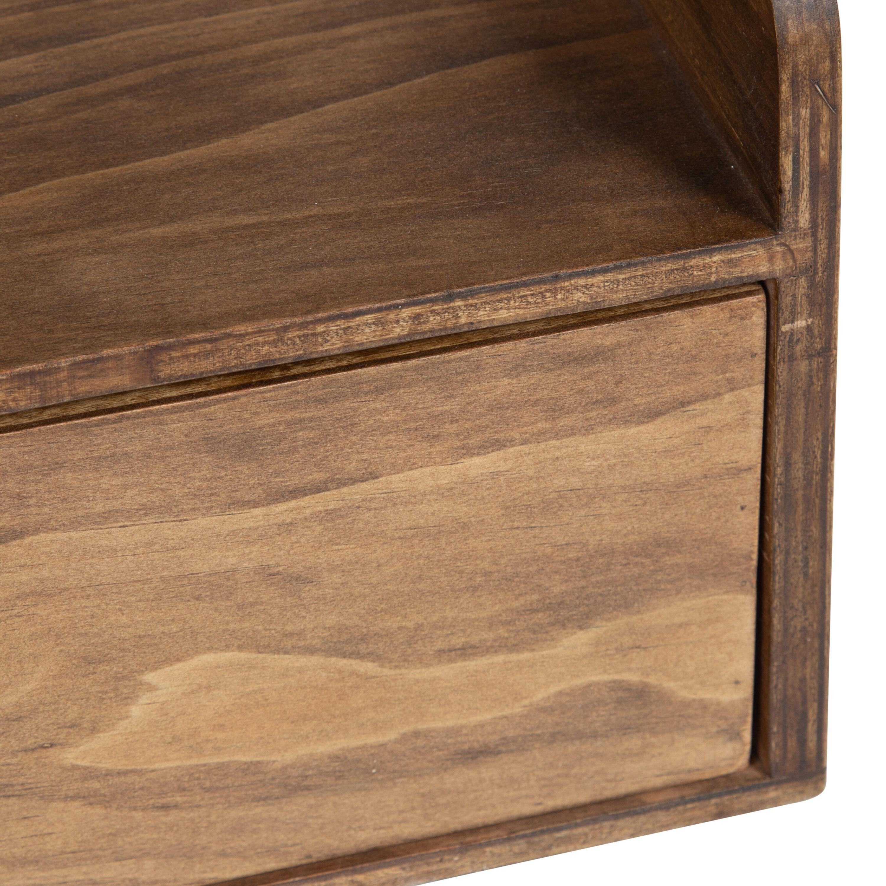 18" x 12" x 6.5" Kitt Floating Shelf Side Table with Drawer - Kate & Laurel All Things Decor: Wall Mounted Storage