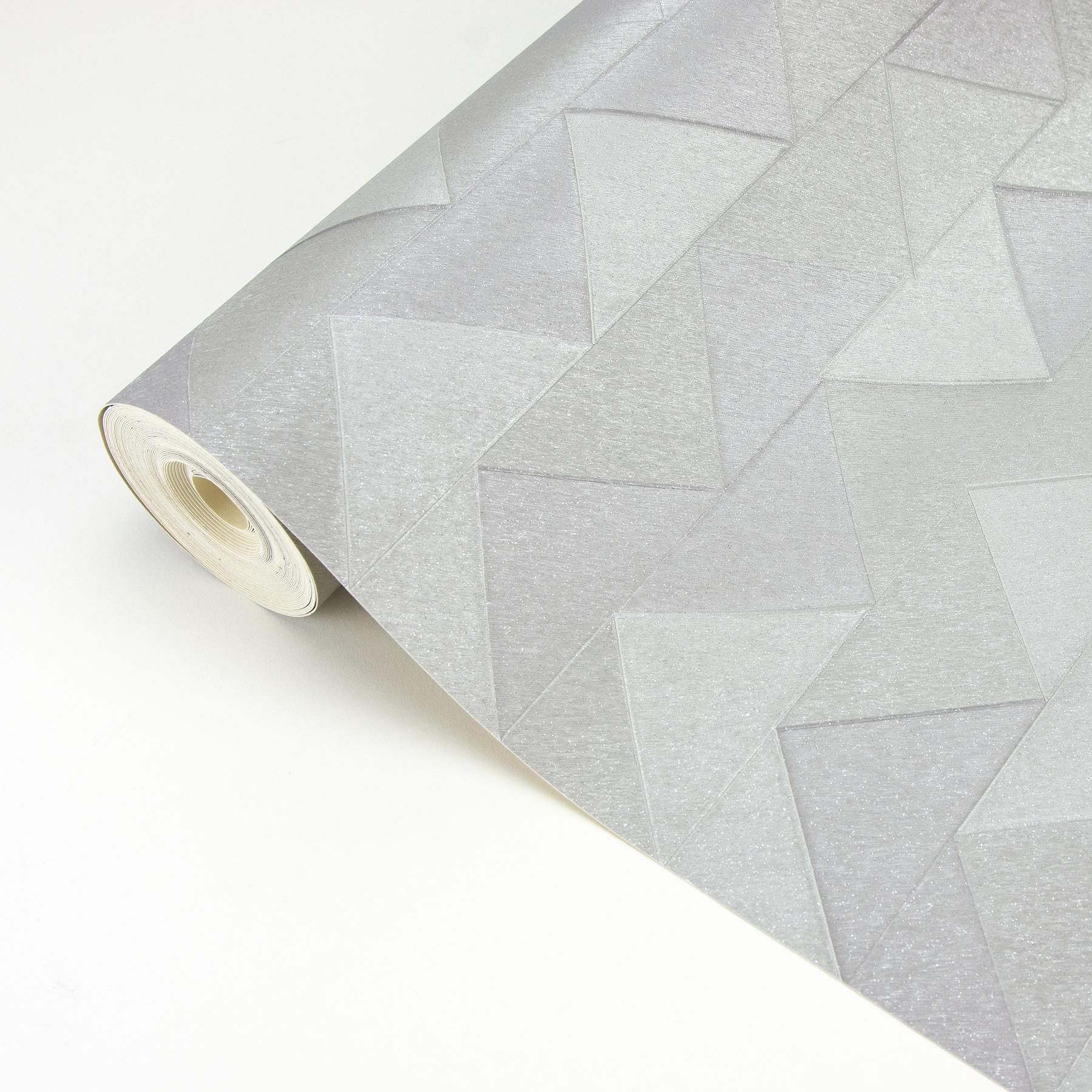 Fine Decor Matrix Grey Triangle Wallpaper, 20.5-in by 33-ft, 56.38 sq. ft.